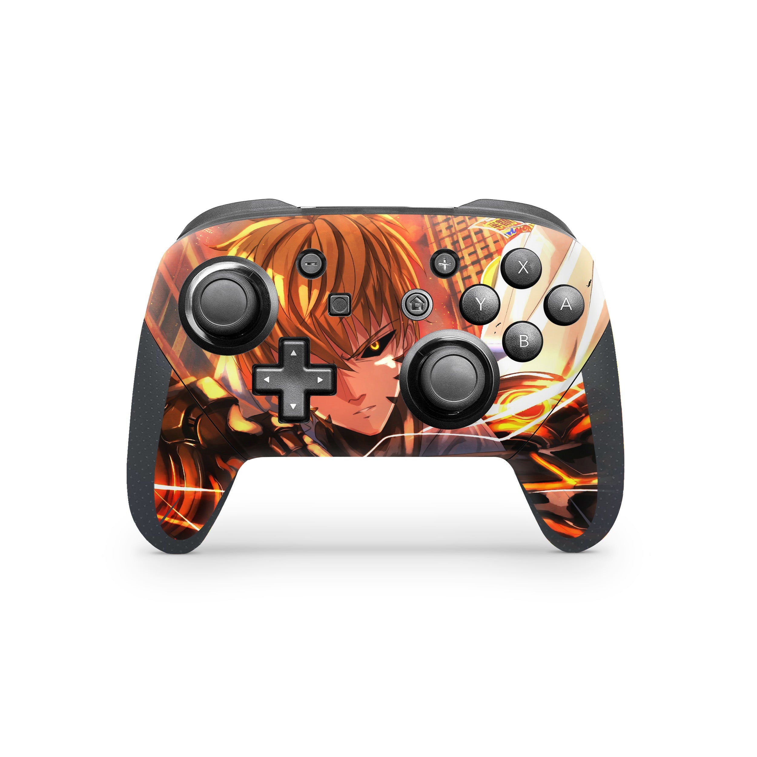 A video game skin featuring a One Punch Man design for the Switch Pro Controller.