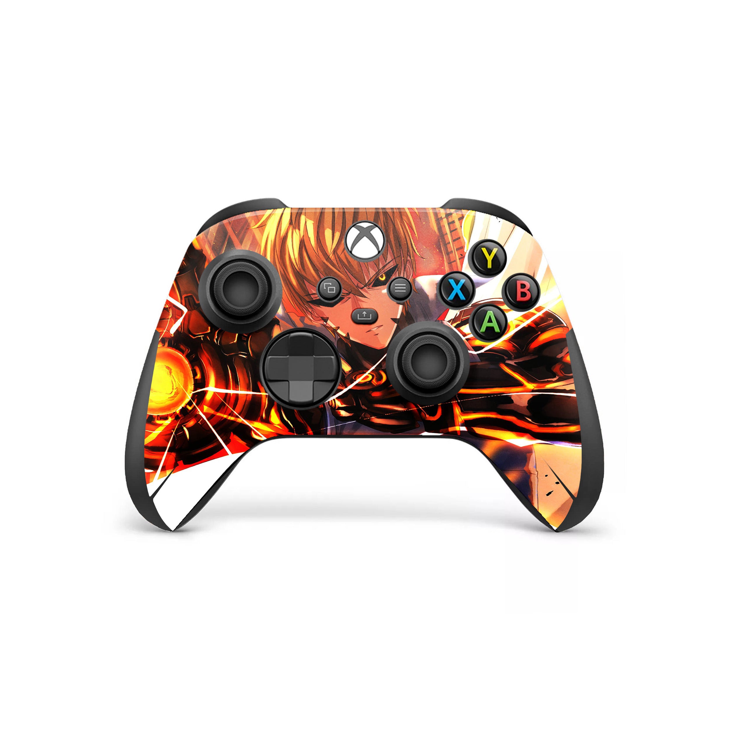 A video game skin featuring a One Punch Man Genos design for the Xbox Wireless Controller.