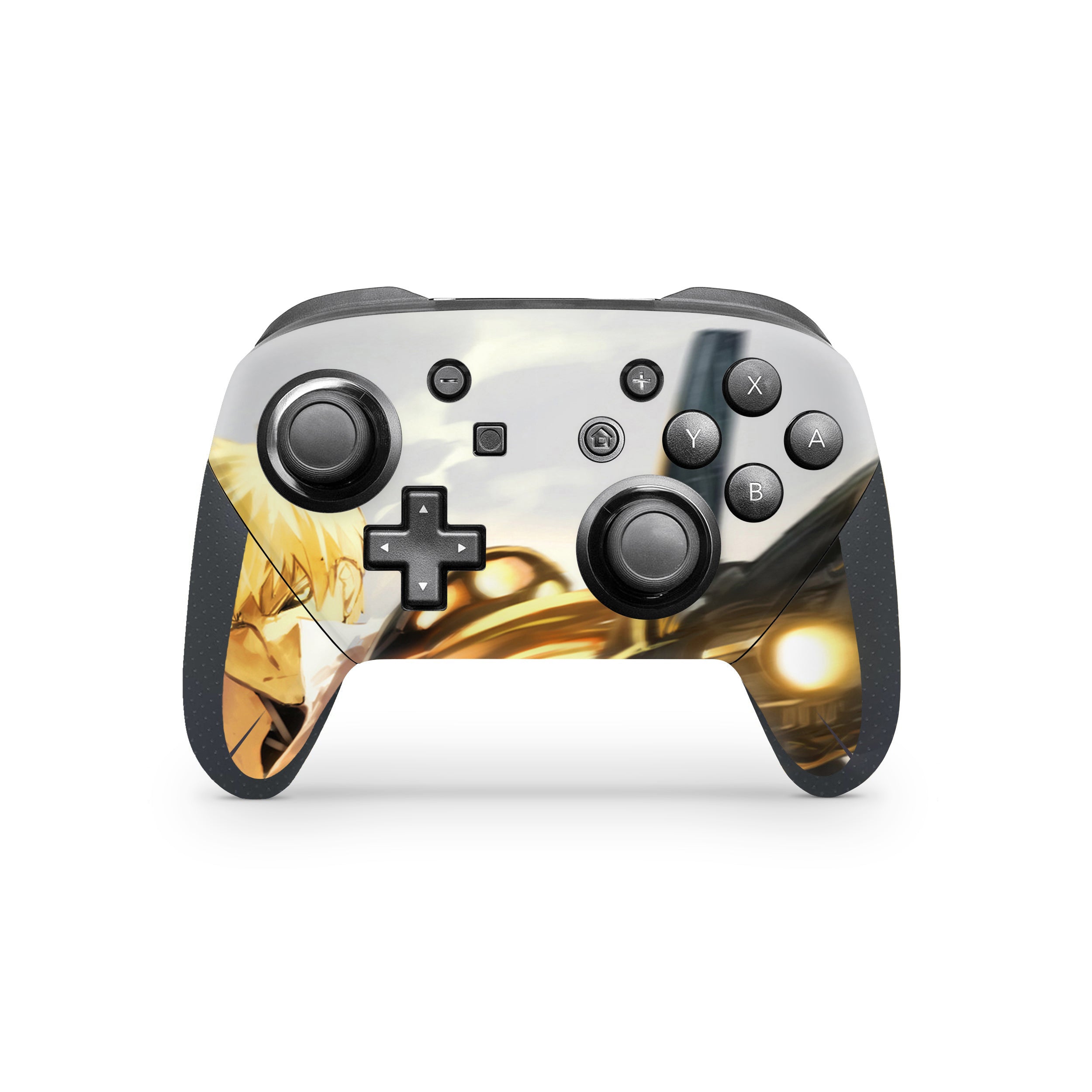 A video game skin featuring a One Punch Man Genos design for the Switch Pro Controller.