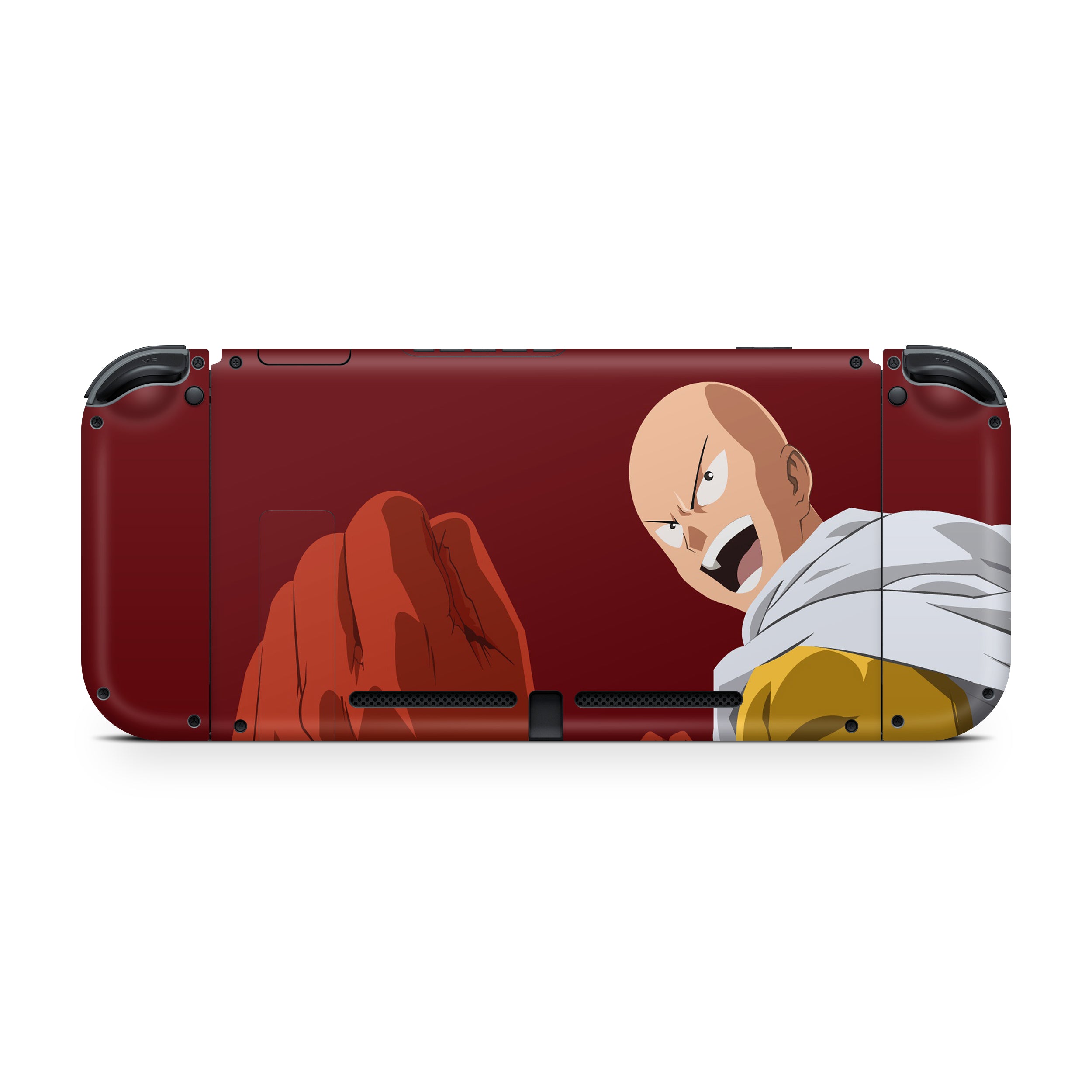 A video game skin featuring a One Punch Man Saitama design for the Nintendo Switch.