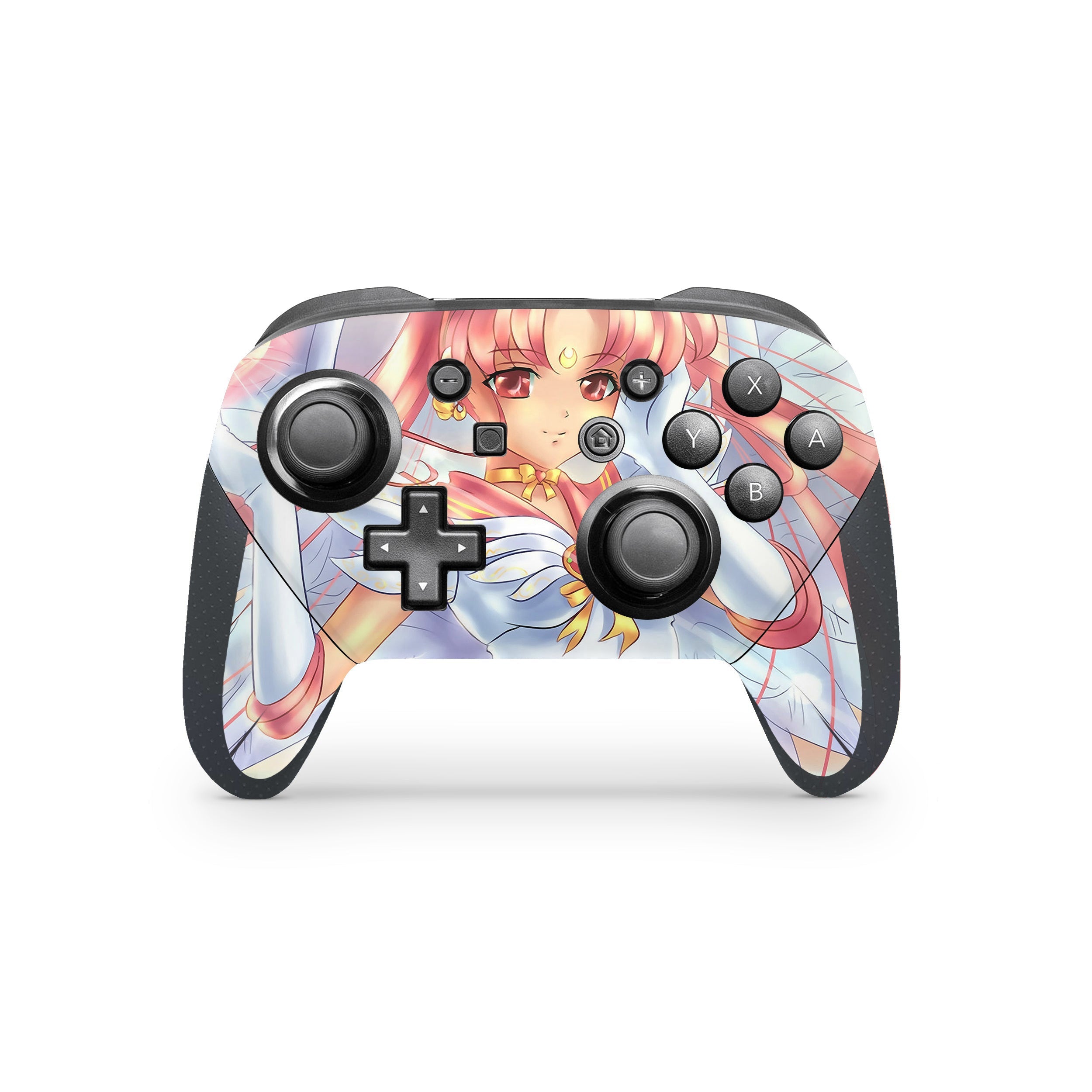 A video game skin featuring a Sailor Moon design for the Switch Pro Controller.