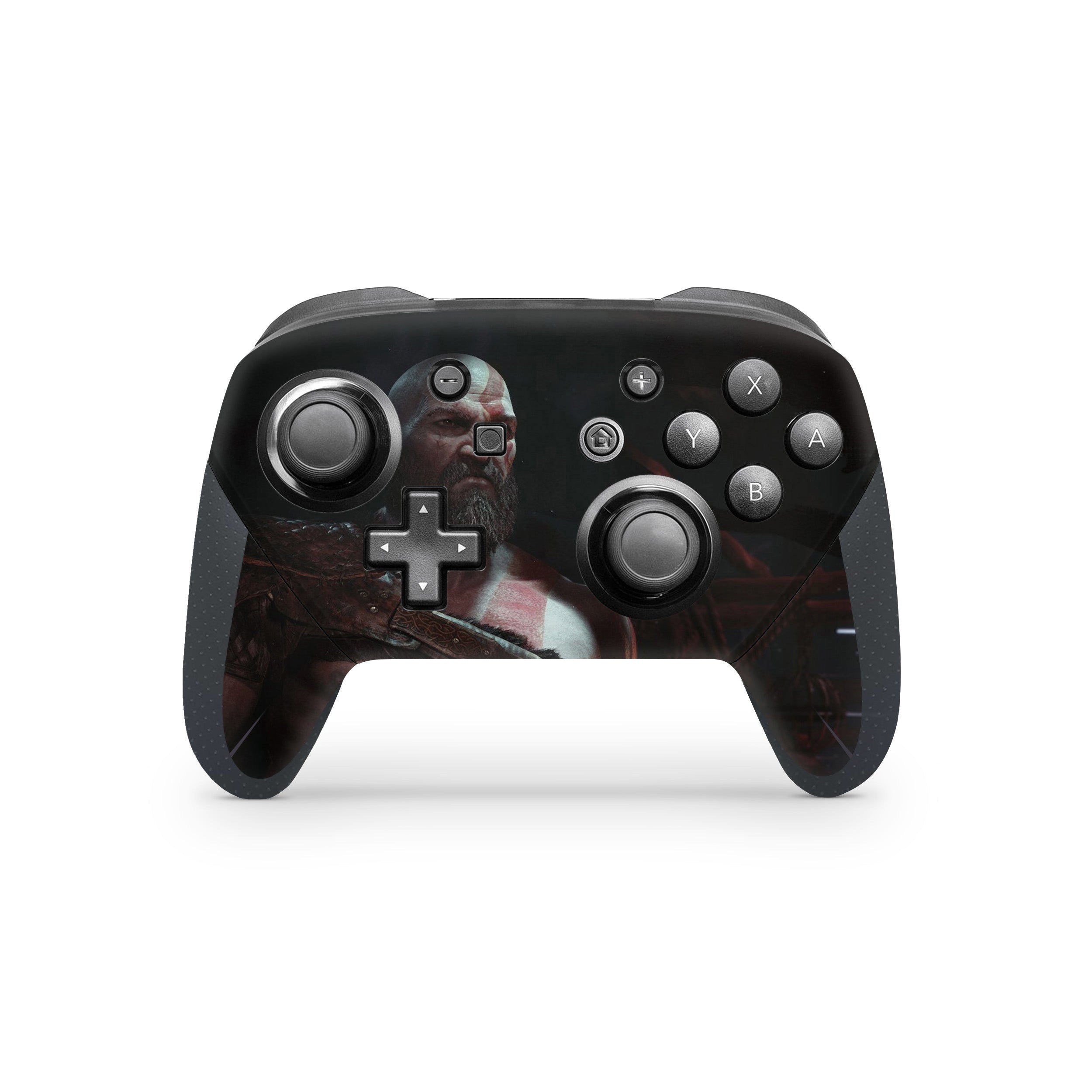 A video game skin featuring a God Of War design for the Switch Pro Controller.