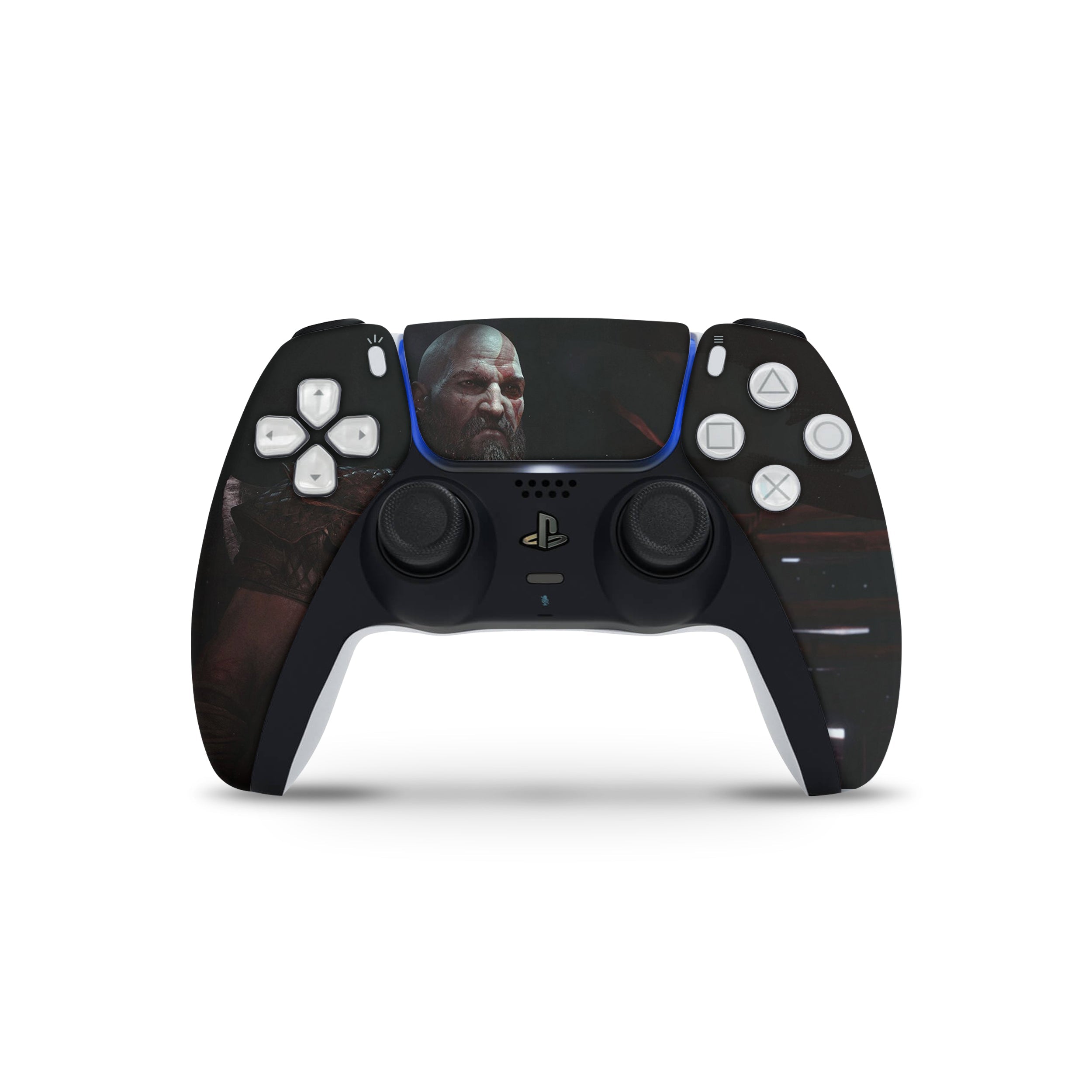 A video game skin featuring a God Of War design for the PS5 DualSense Controller.