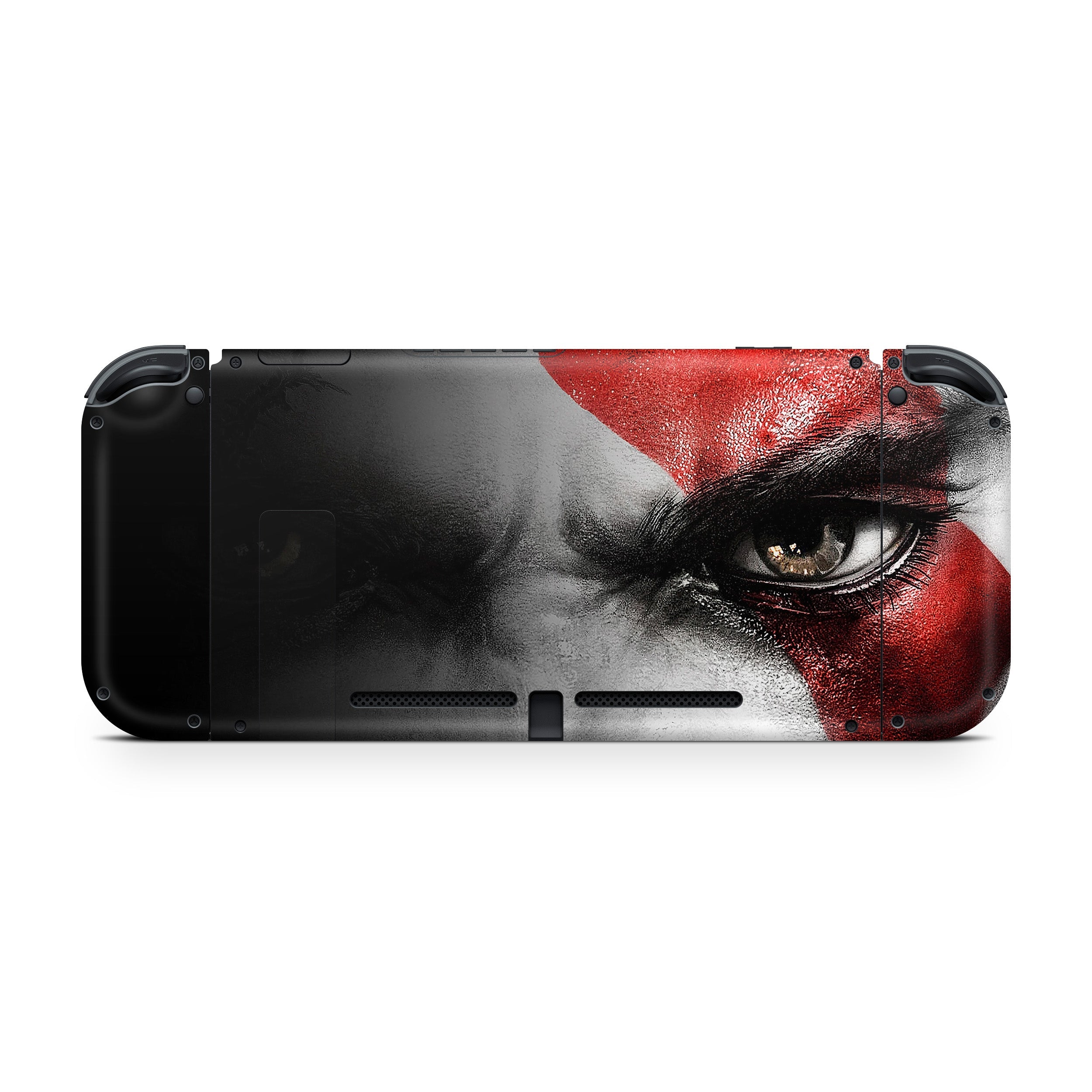 A video game skin featuring a God Of War Kratos design for the Nintendo Switch.