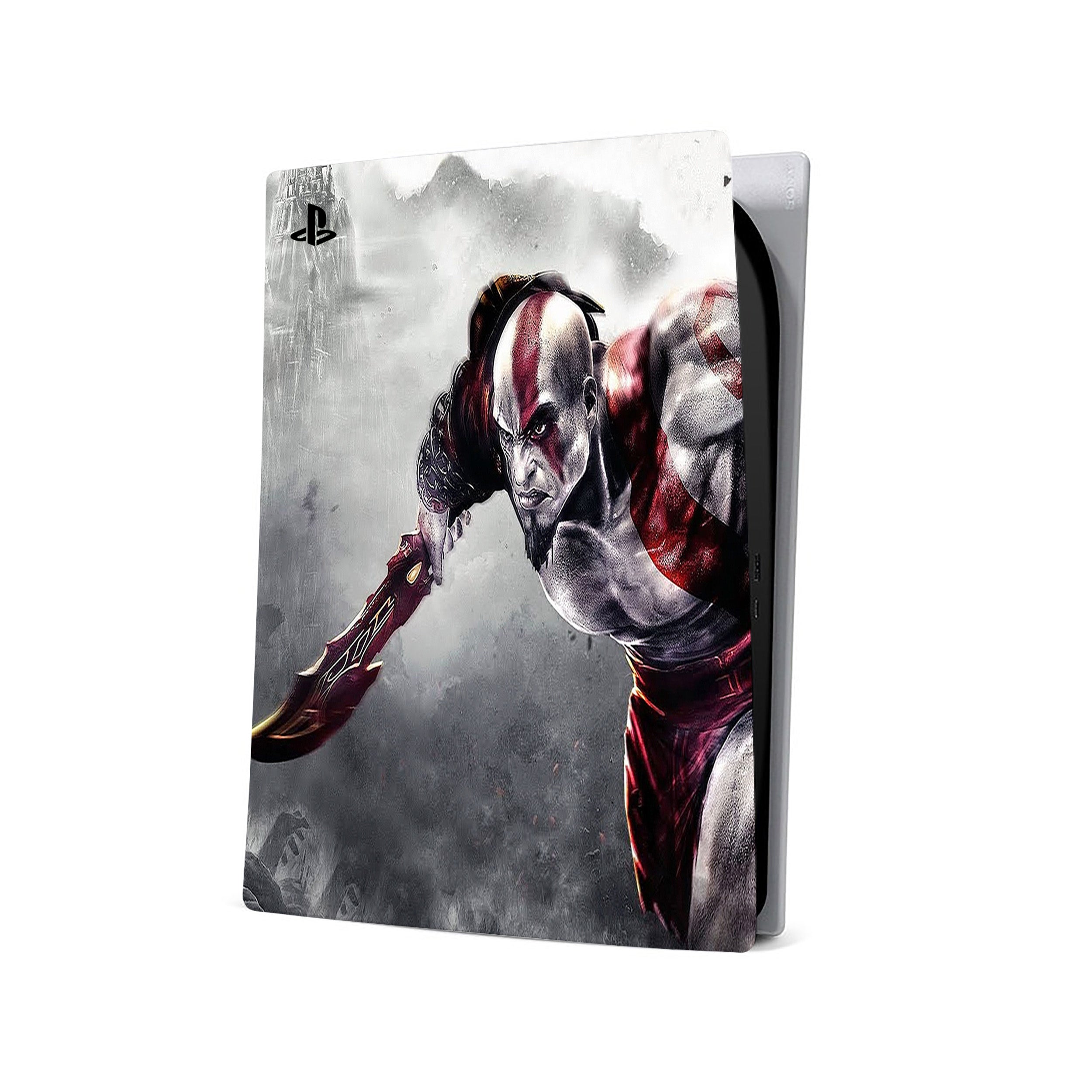 A video game skin featuring a God Of War Kratos Face design for the PS5.