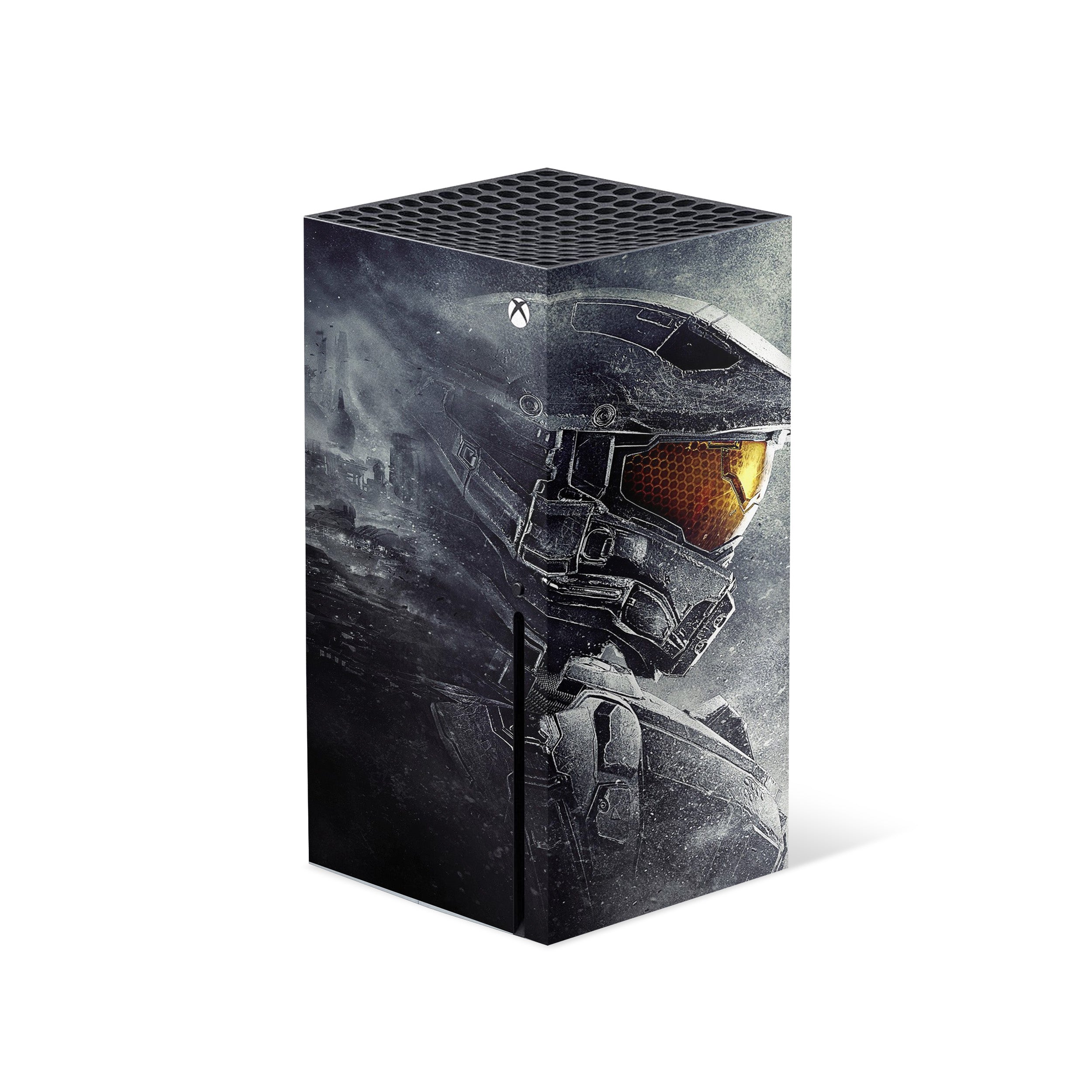 A video game skin featuring a Halo design for the Xbox Series X.