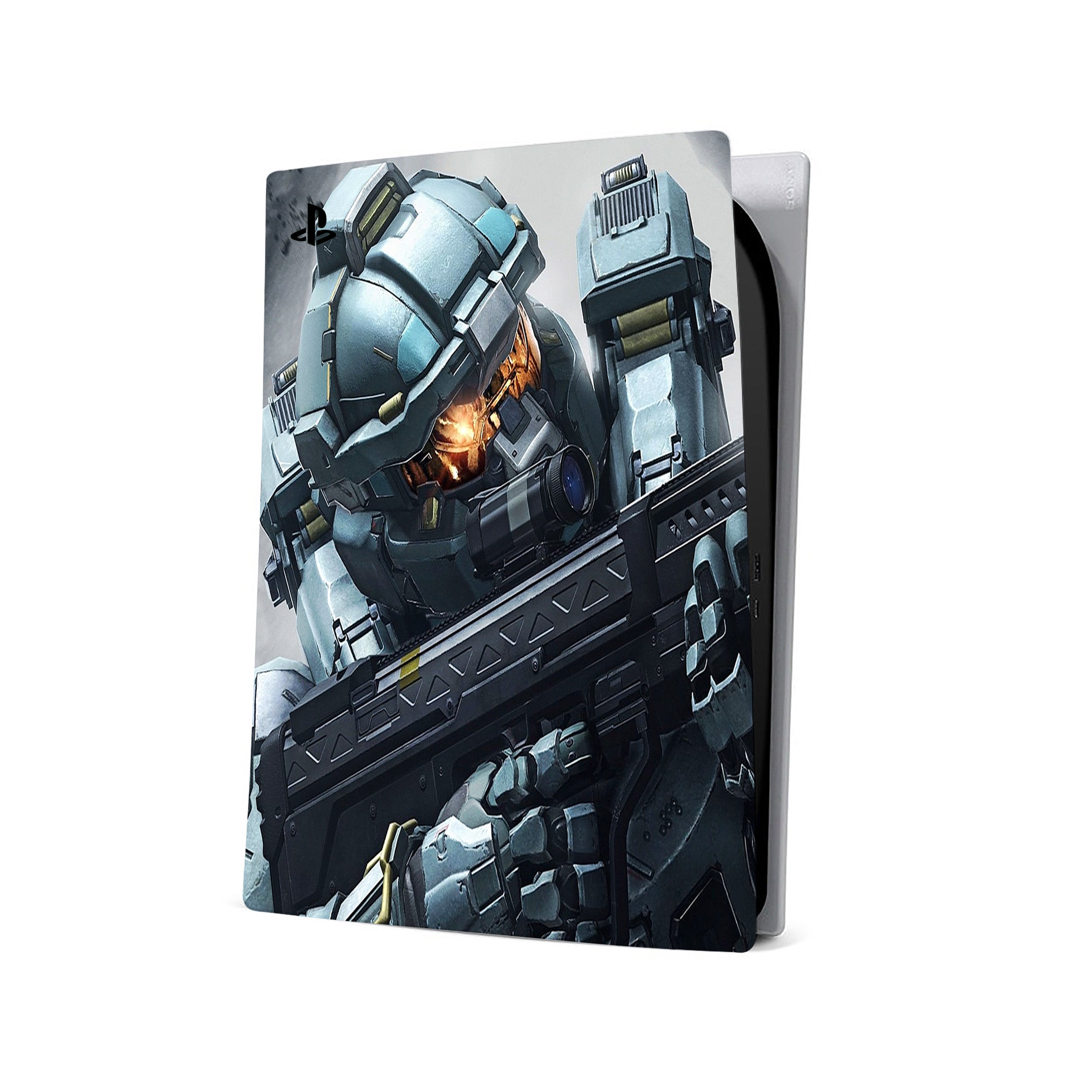 A video game skin featuring a Halo design for the PS5.