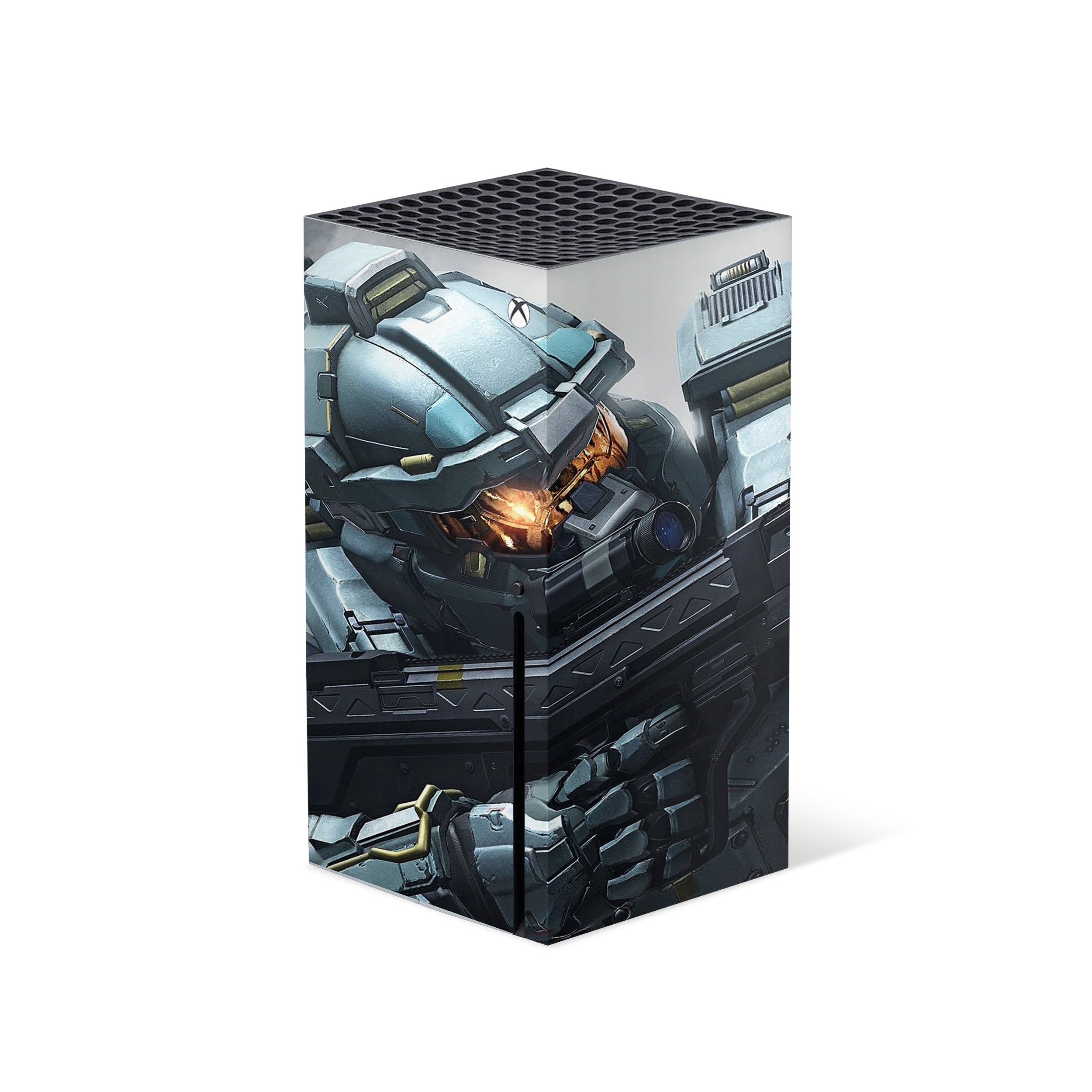 A video game skin featuring a Halo design for the Xbox Series X.