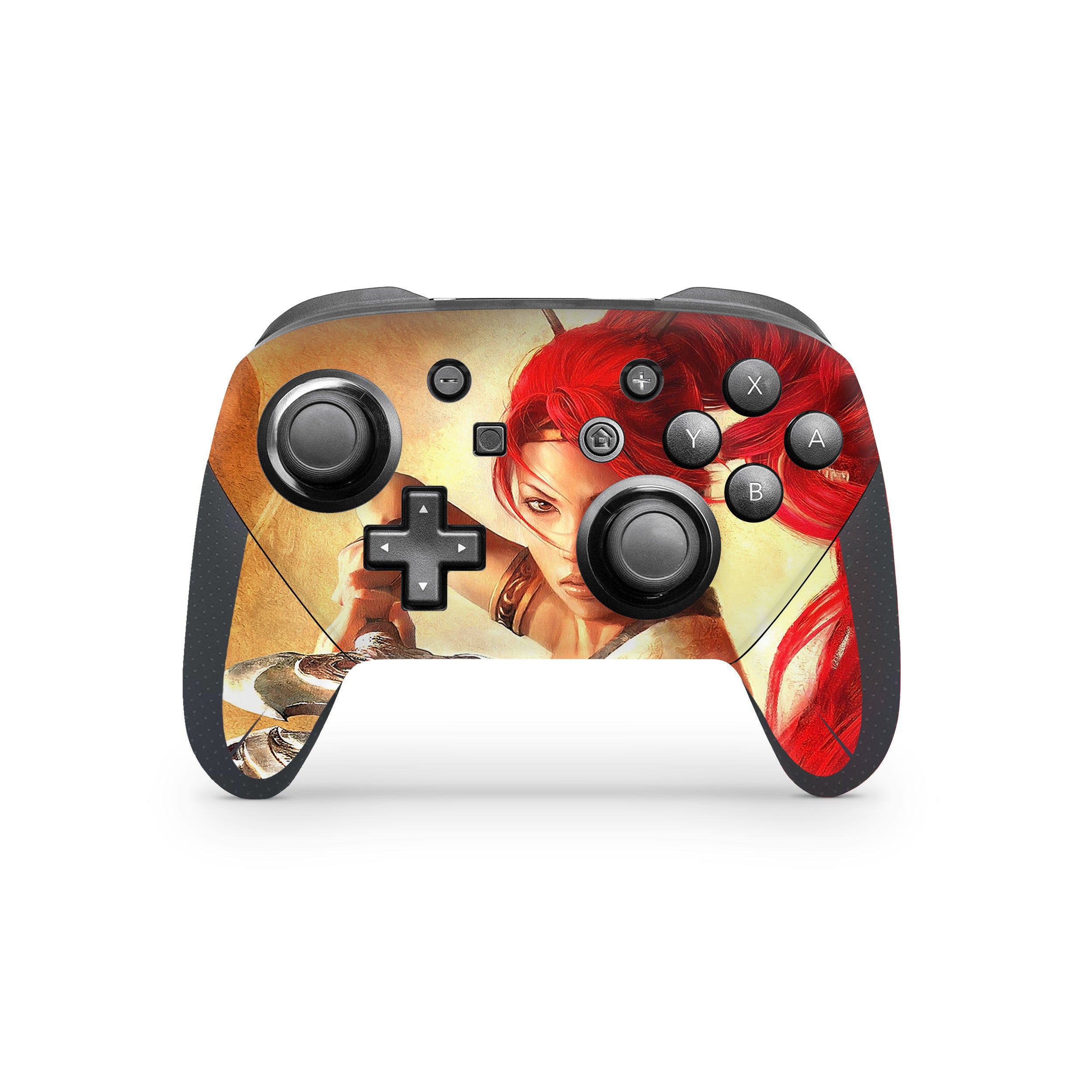 A video game skin featuring a Heavenly Sword design for the Switch Pro Controller.