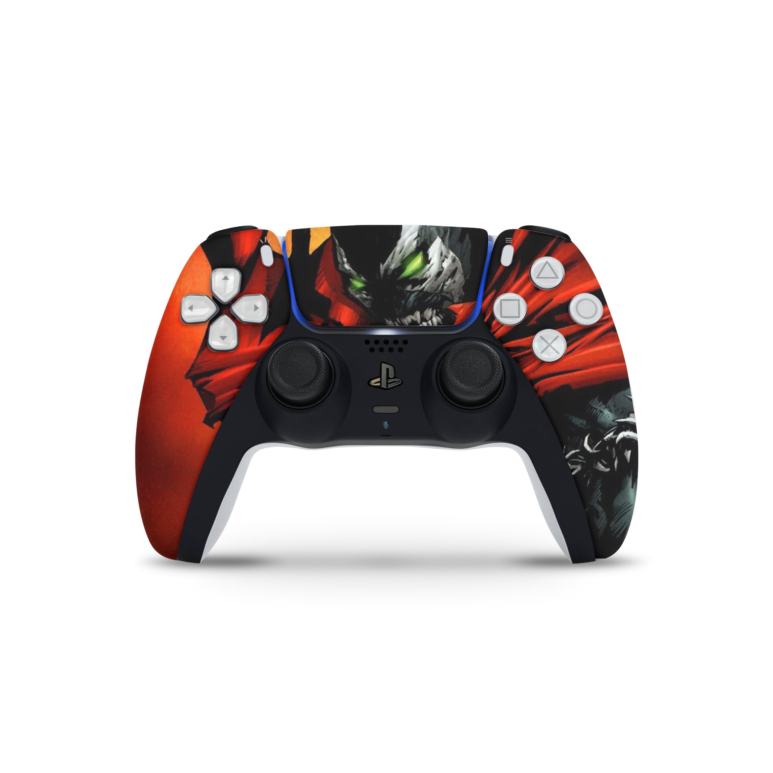 A video game skin featuring a Image Comics Spawn design for the PS5 DualSense Controller.