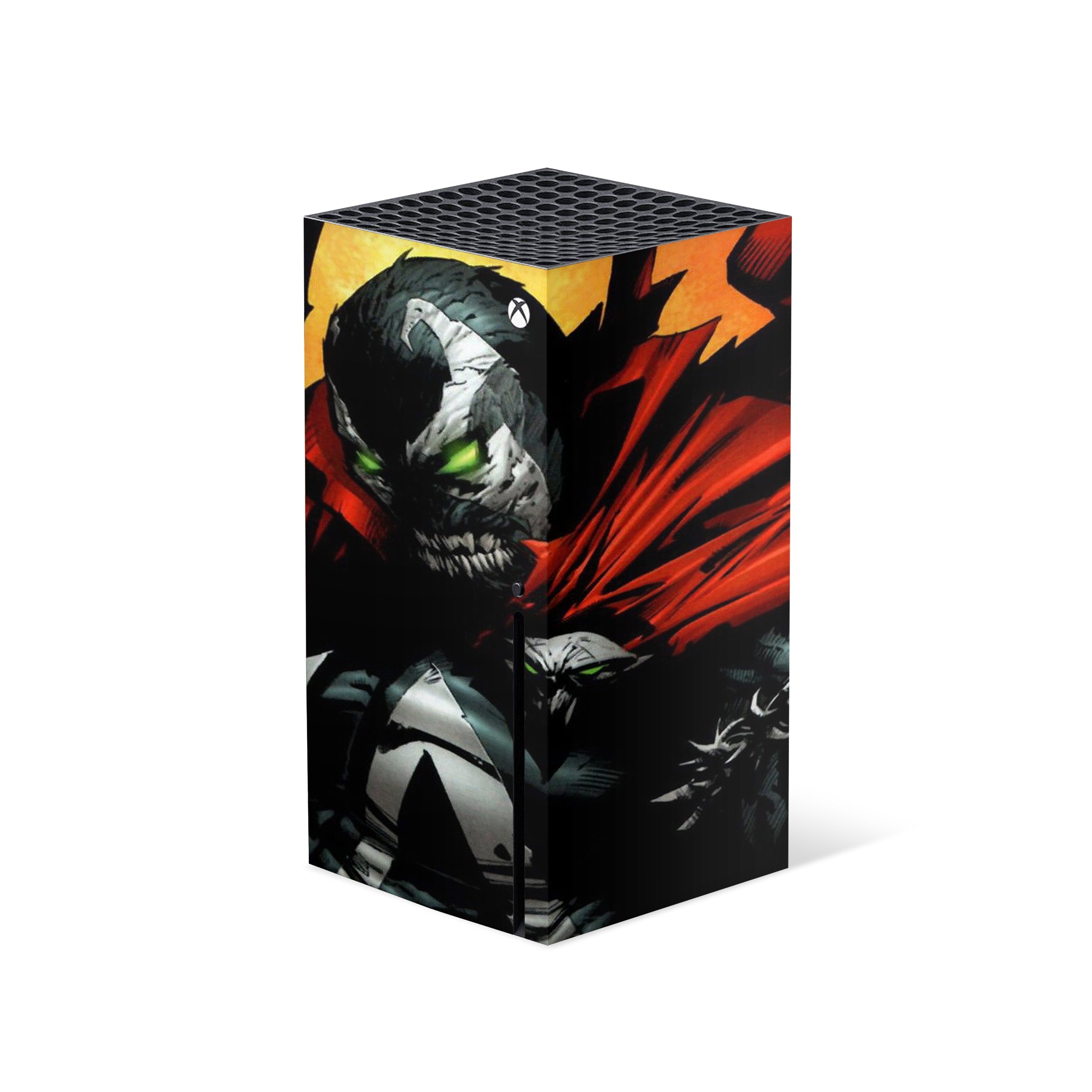 A video game skin featuring a Image Comics Spawn design for the Xbox Series X.