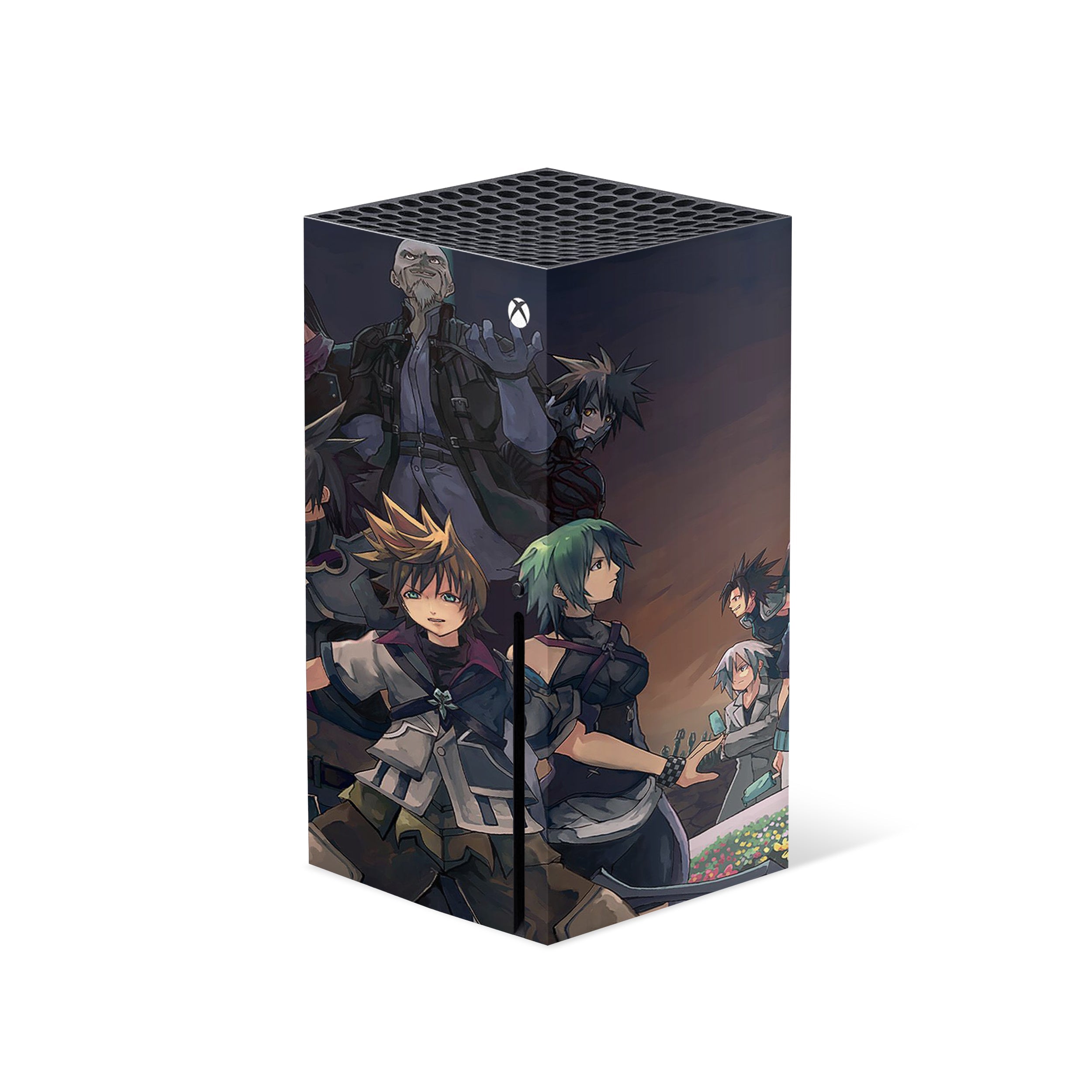 A video game skin featuring a Kingdom Hearts design for the Xbox Series X.