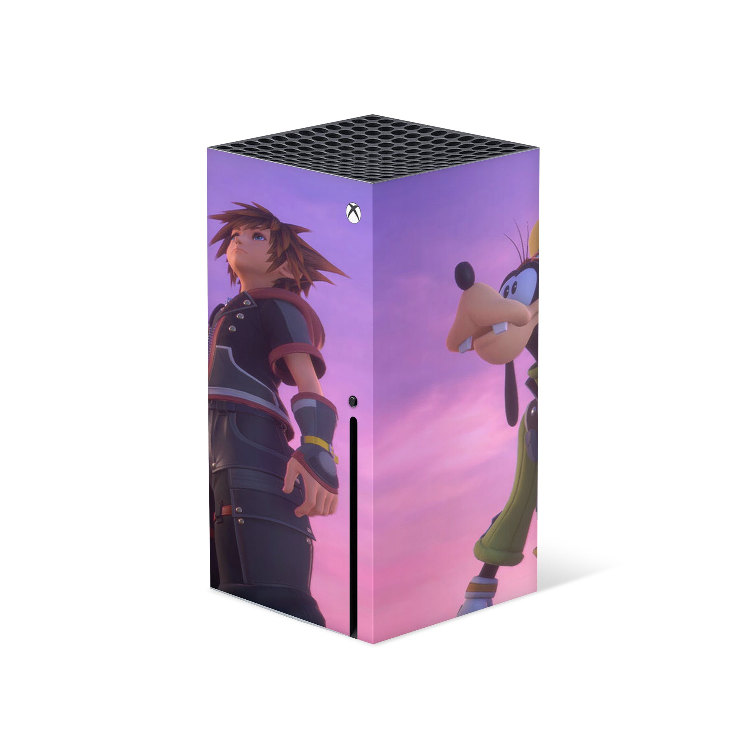 A video game skin featuring a Kingdom Hearts design for the Xbox Series X.