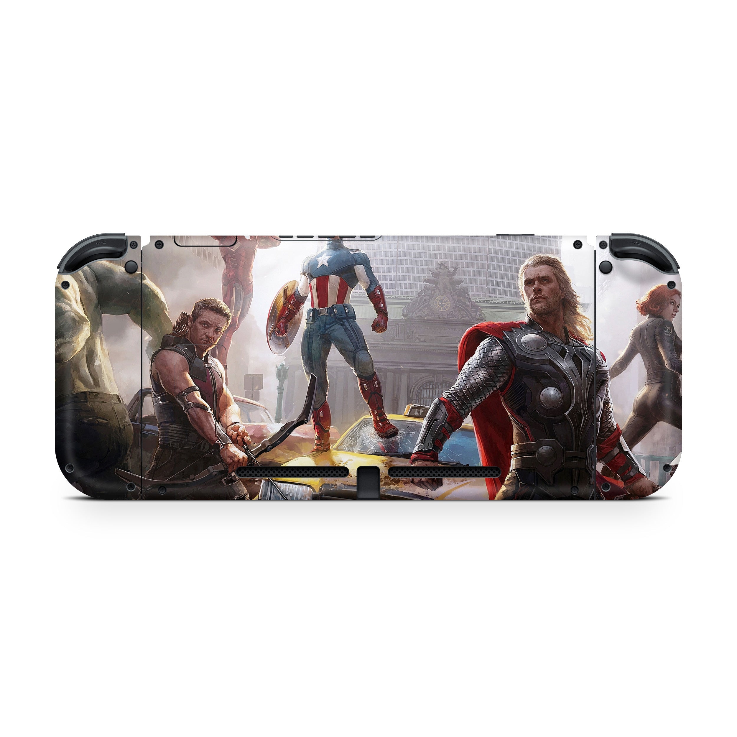 A video game skin featuring a Marvel Avengers design for the Nintendo Switch.