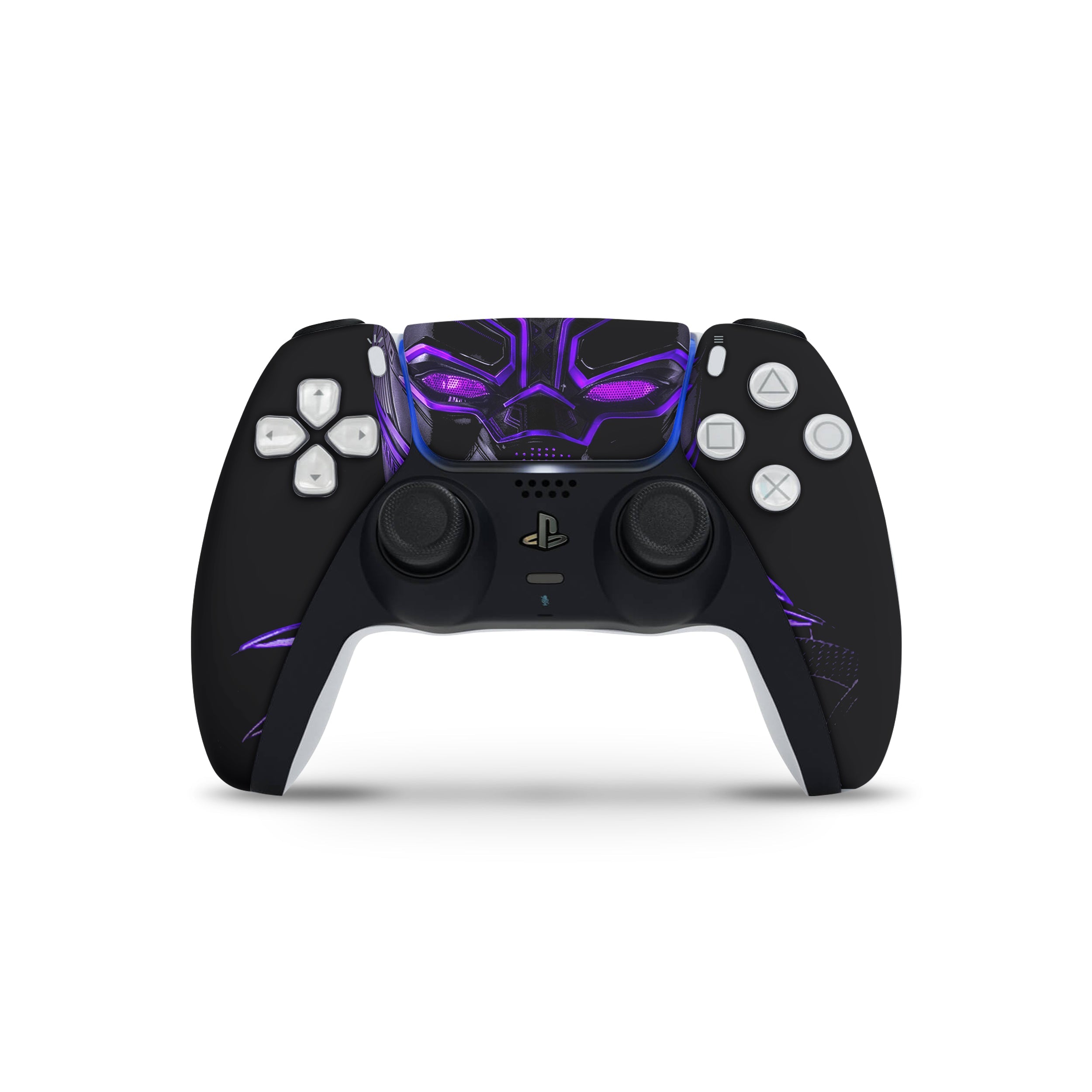 A video game skin featuring a Marvel Black Panther design for the PS5 DualSense Controller.
