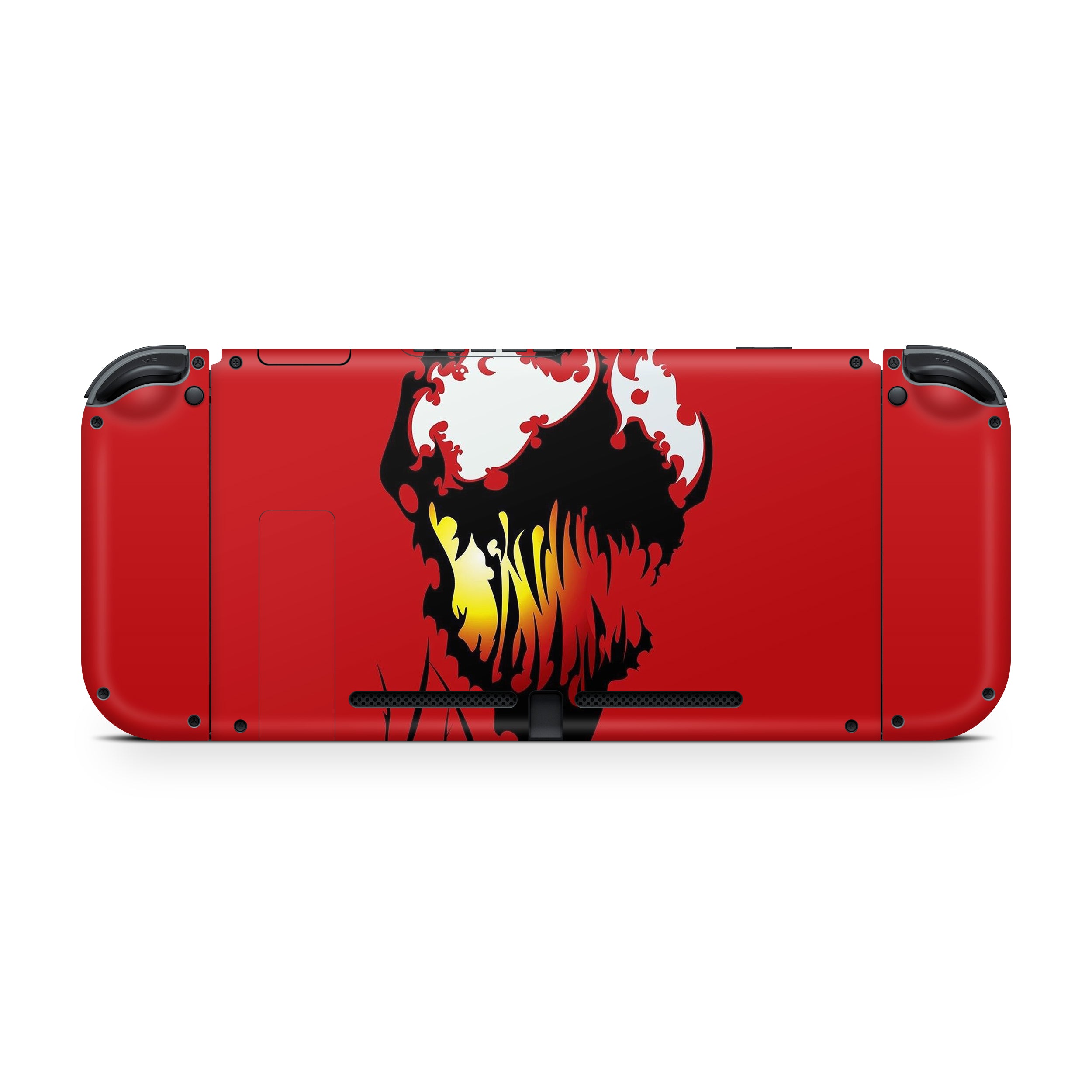 A video game skin featuring a Marvel Carnage design for the Nintendo Switch.
