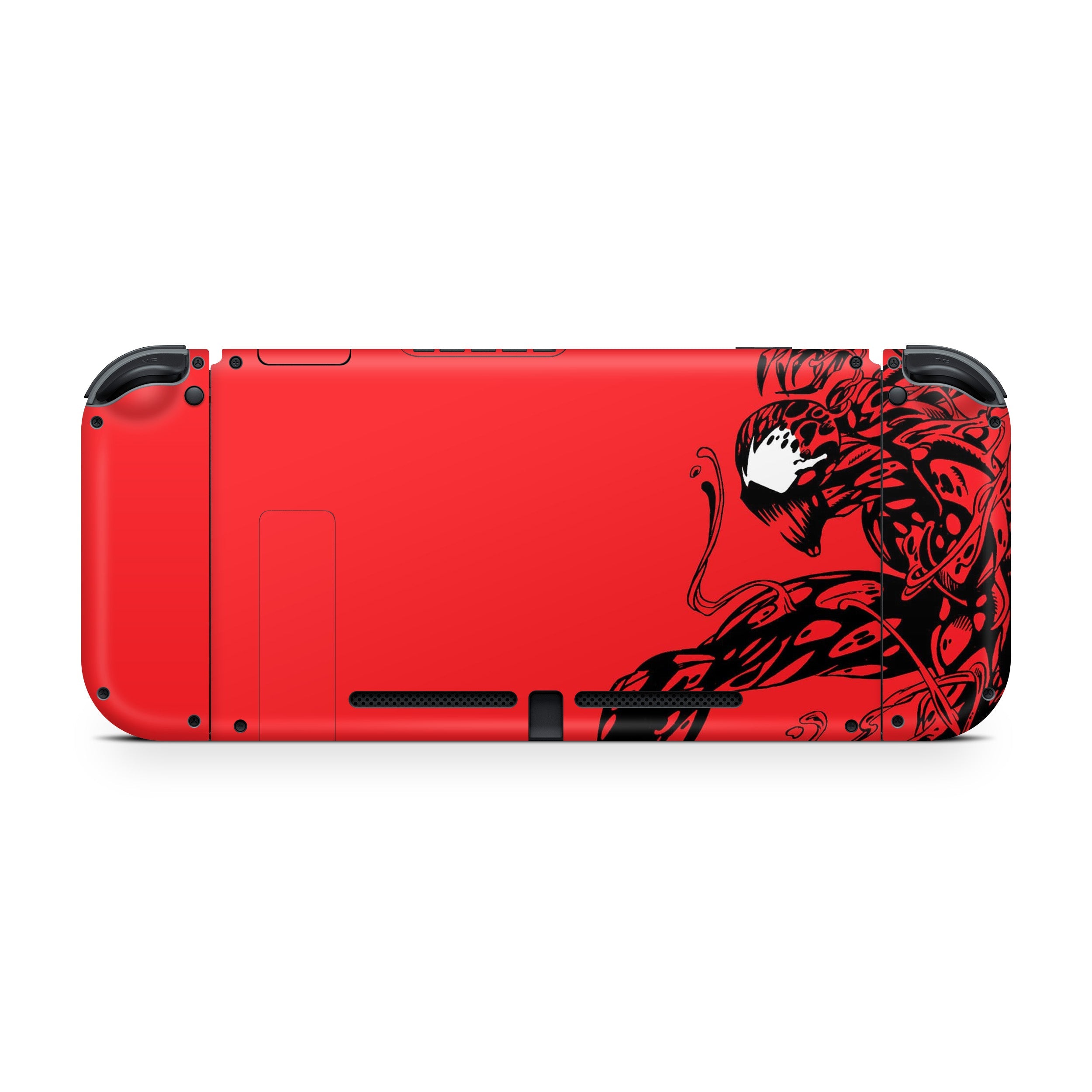 A video game skin featuring a Marvel Carnage design for the Nintendo Switch.