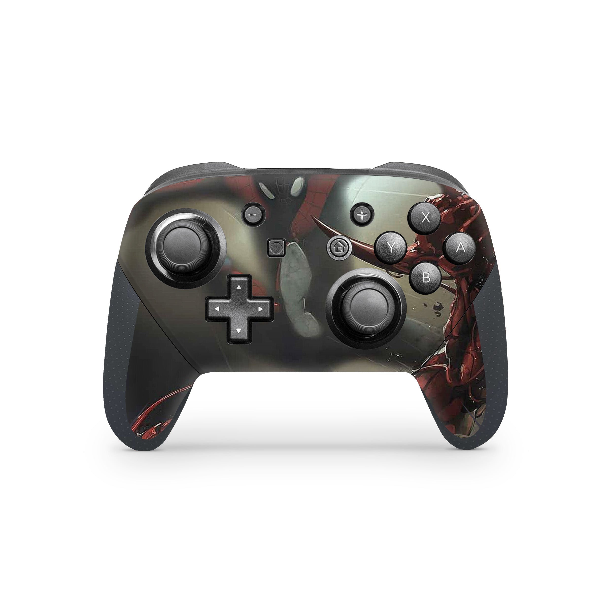 A video game skin featuring a Marvel Carnage design for the Switch Pro Controller.