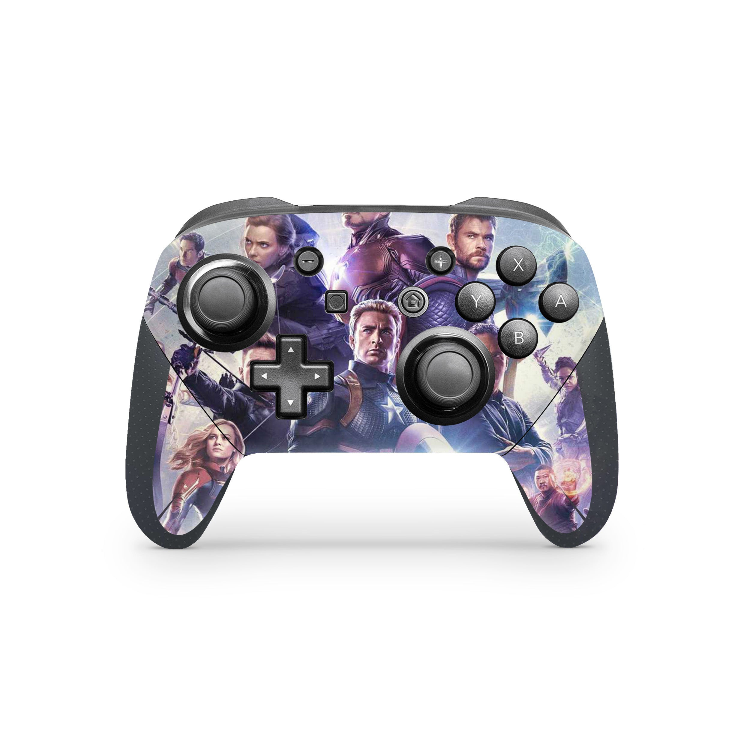 A video game skin featuring a Marvel Cinematic Universe design for the Switch Pro Controller.