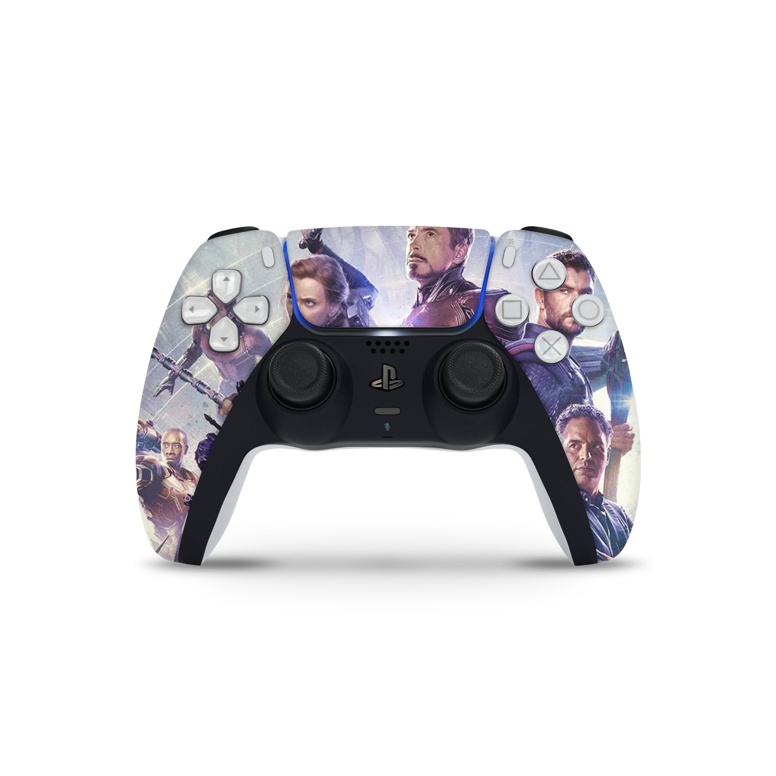 A video game skin featuring a Marvel Cinematic Universe design for the PS5 DualSense Controller.