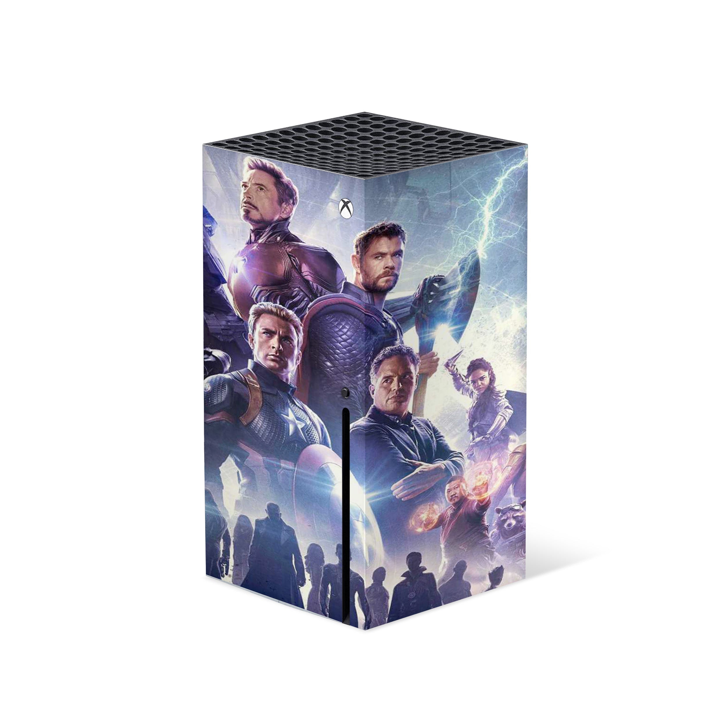 A video game skin featuring a Marvel Cinematic Universe design for the Xbox Series X.