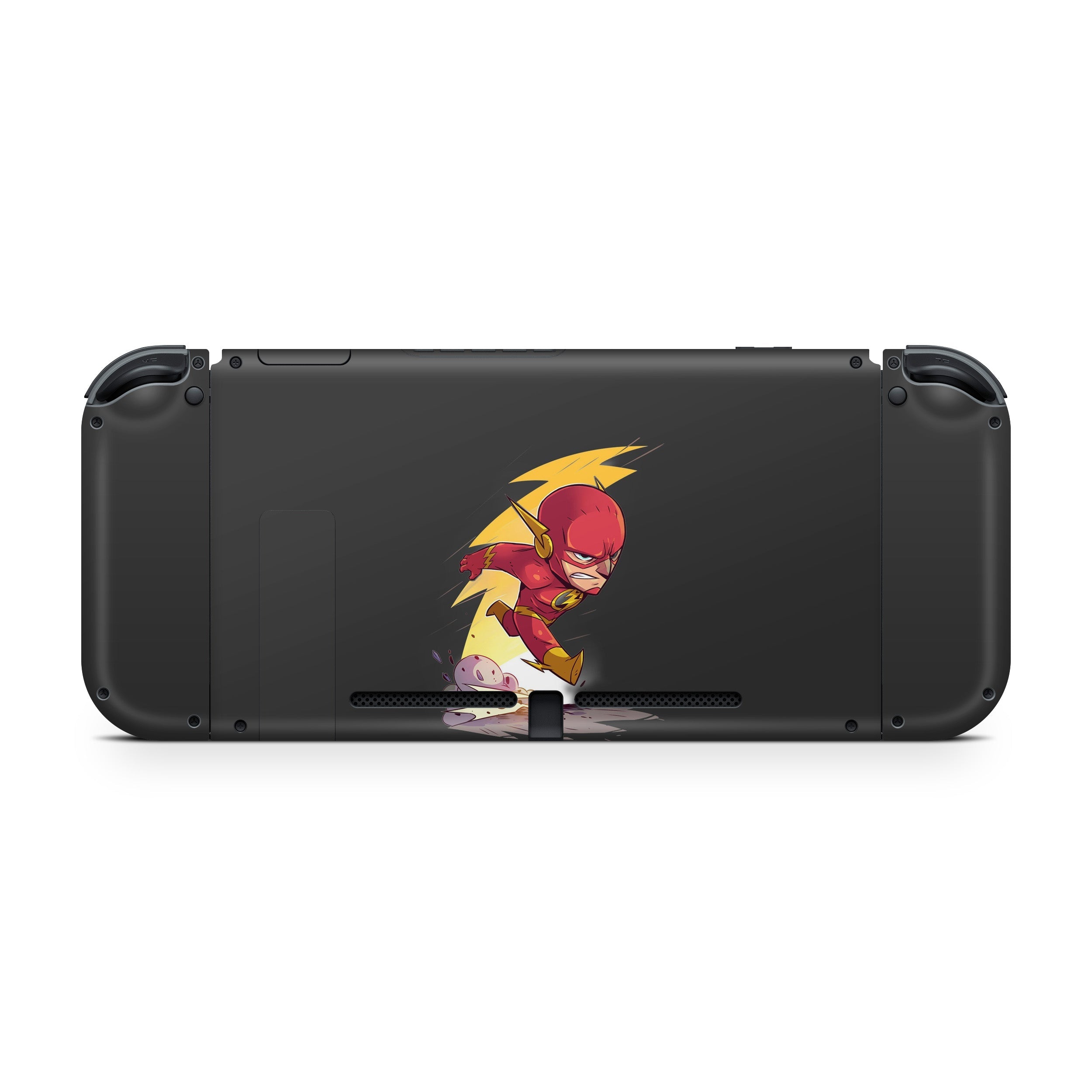 A video game skin featuring a Marvel Flash design for the Nintendo Switch.