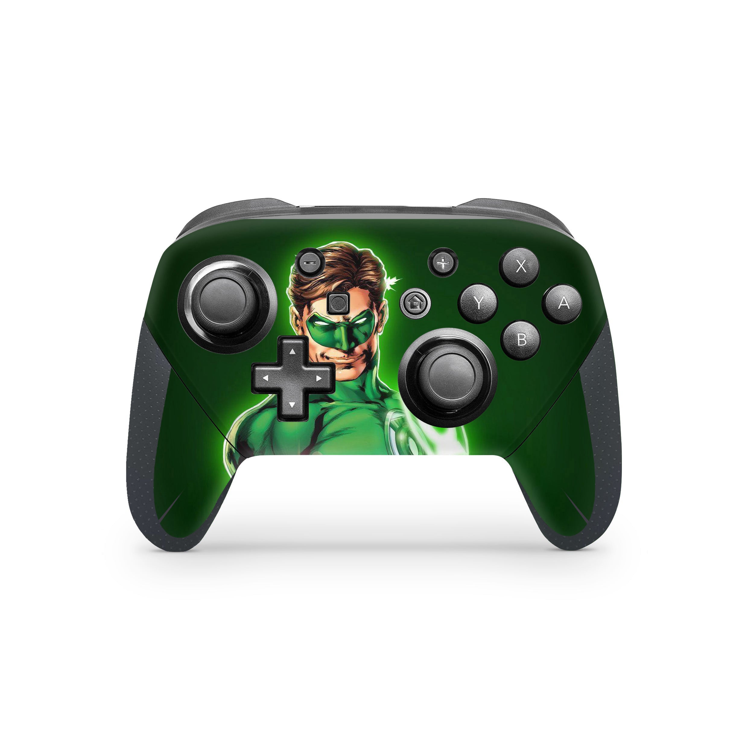 A video game skin featuring a Marvel Green Lantern design for the Switch Pro Controller.