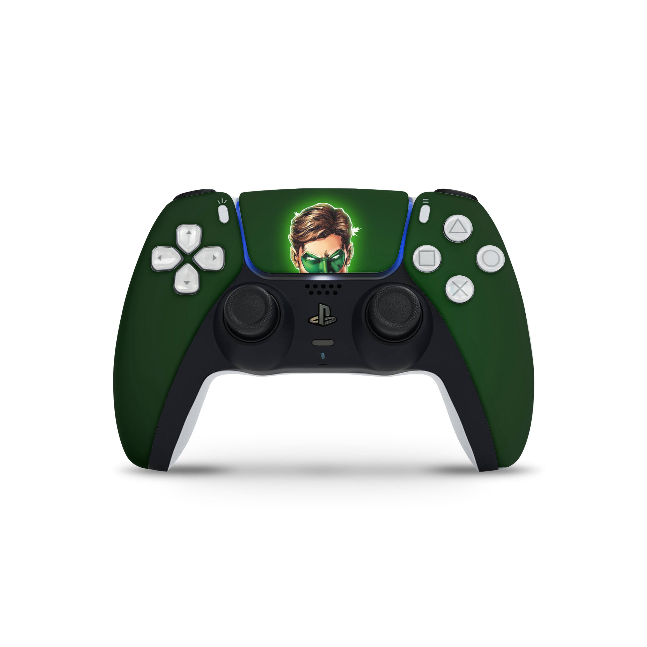 A video game skin featuring a Marvel Green Lantern design for the PS5 DualSense Controller.