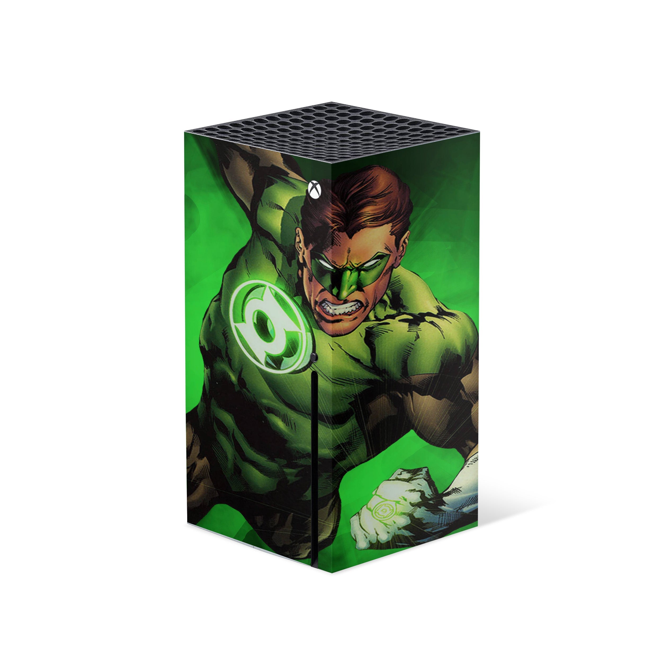 A video game skin featuring a Marvel Green Lantern design for the Xbox Series X.