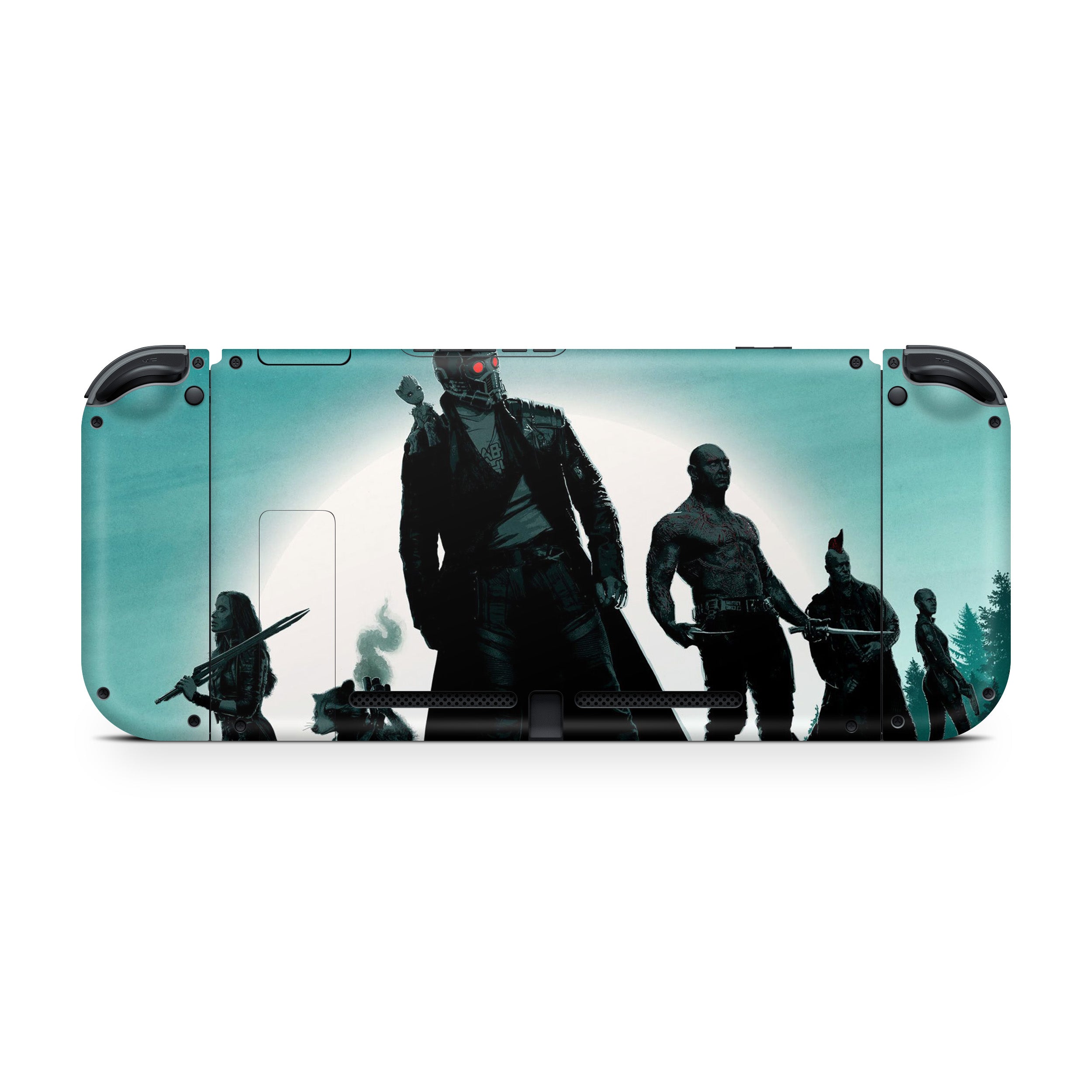 A video game skin featuring a Marvel Guardians of the Galaxy design for the Nintendo Switch.