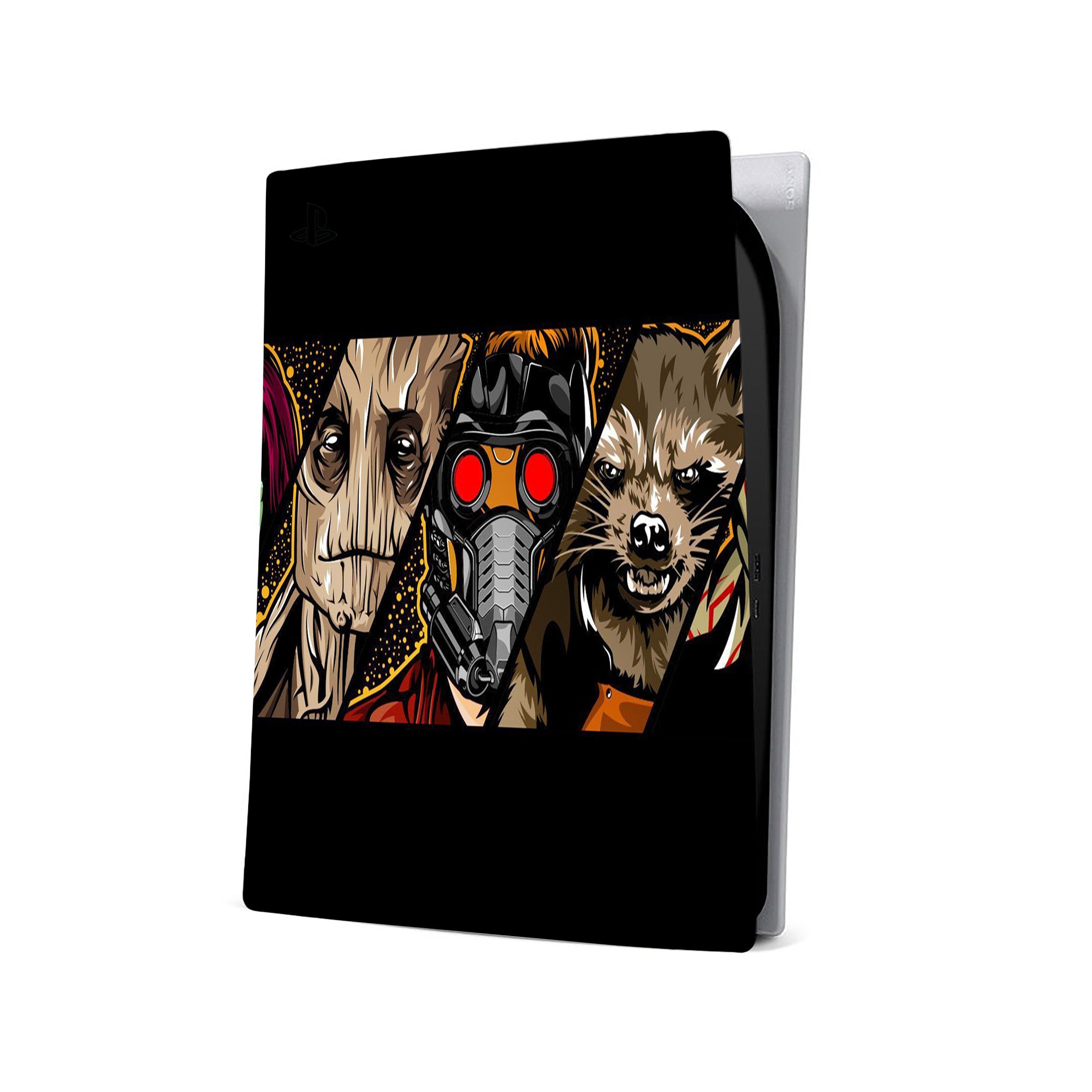 A video game skin featuring a Marvel Guardians of the Galaxy design for the PS5.