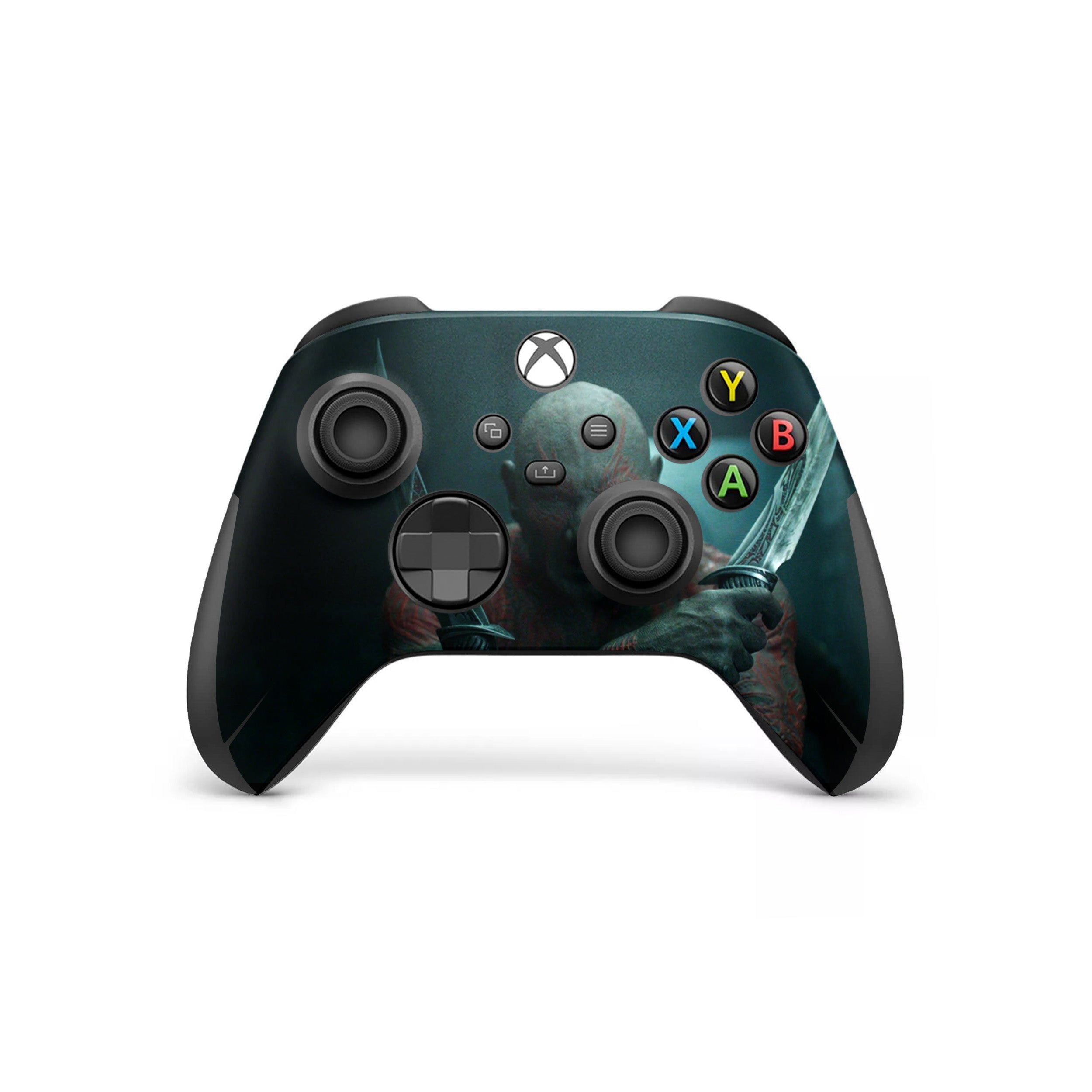 A video game skin featuring a Marvel Guardians of the Galaxy Drax design for the Xbox Wireless Controller.