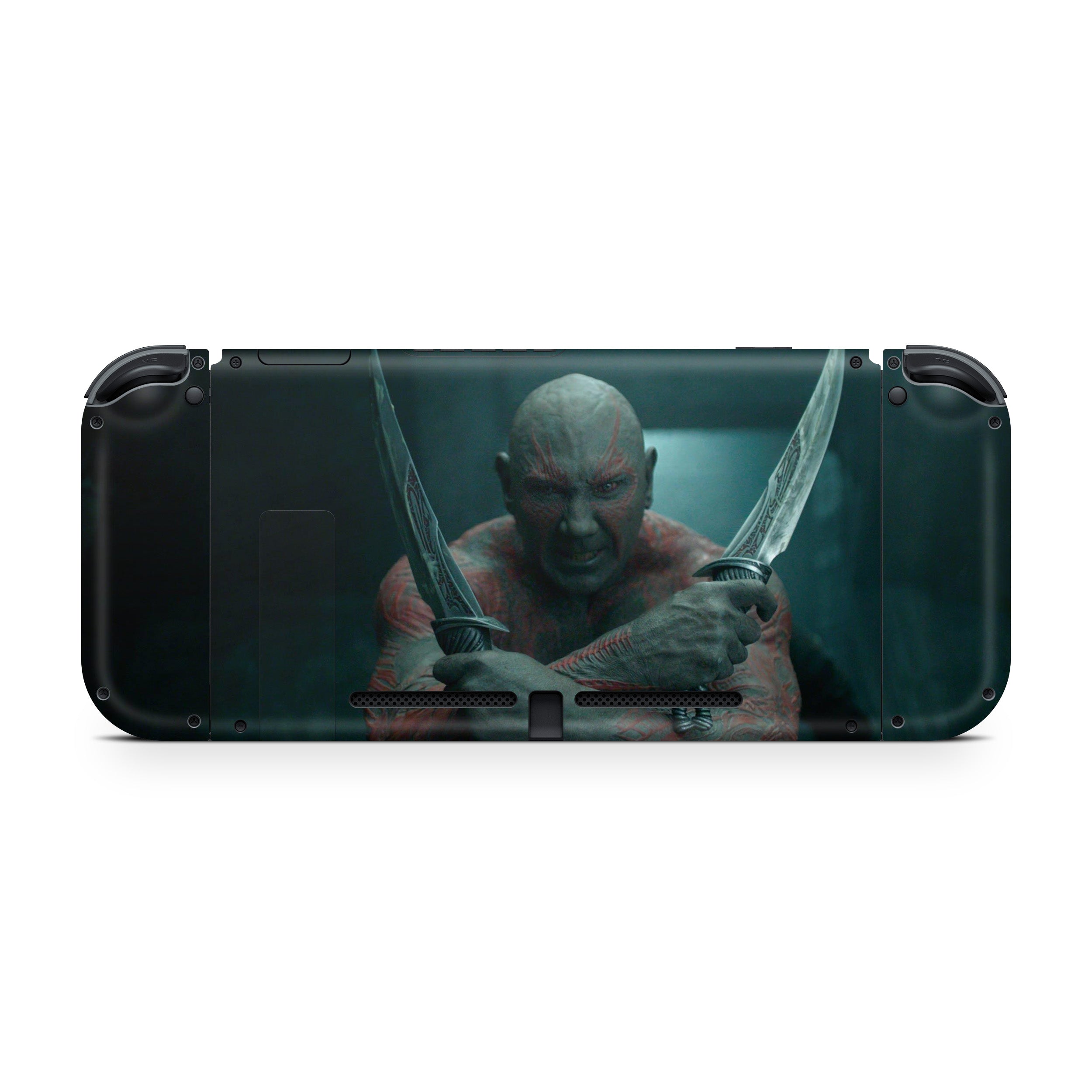 A video game skin featuring a Marvel Guardians of the Galaxy Drax design for the Nintendo Switch.