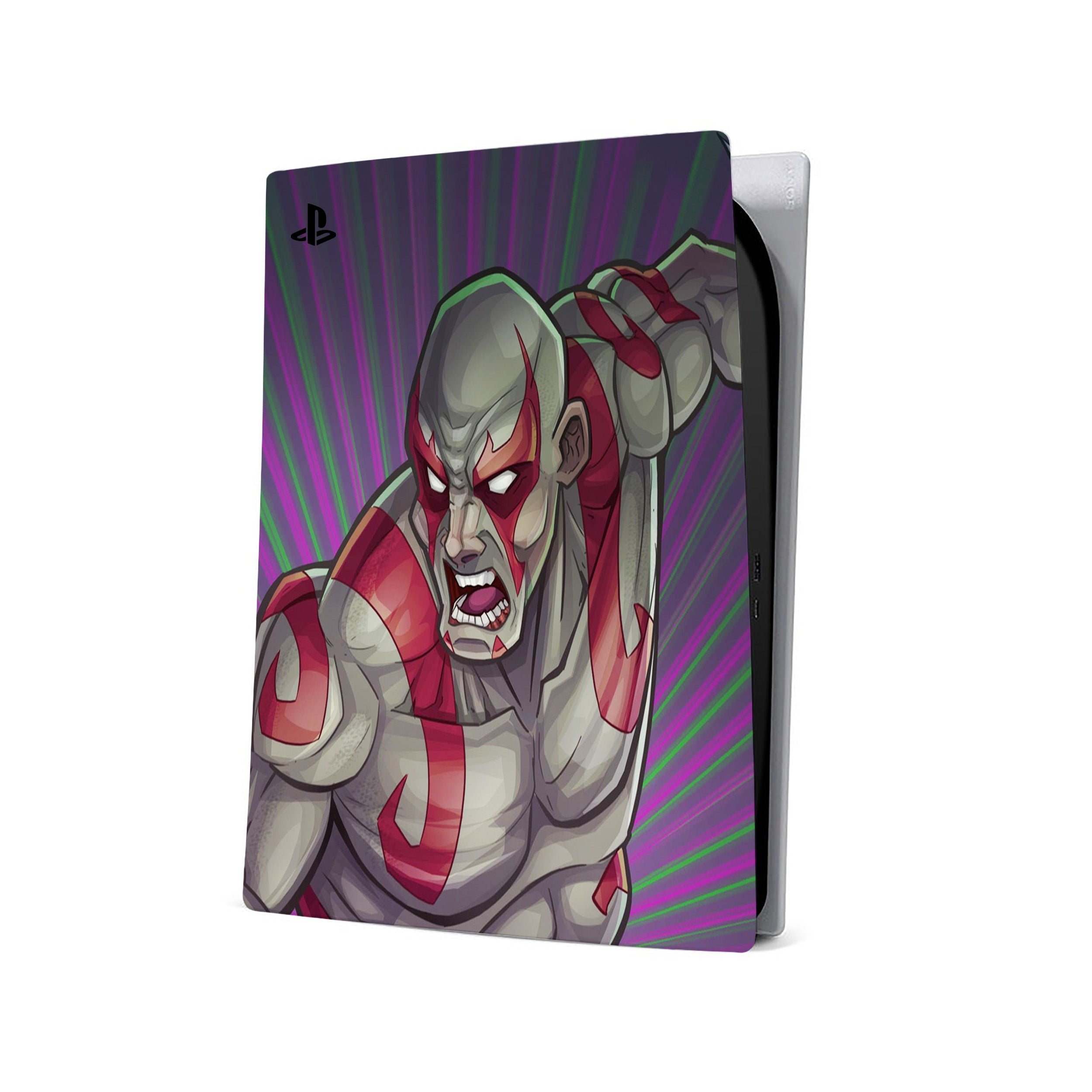 A video game skin featuring a Marvel Guardians of the Galaxy Drax design for the PS5.