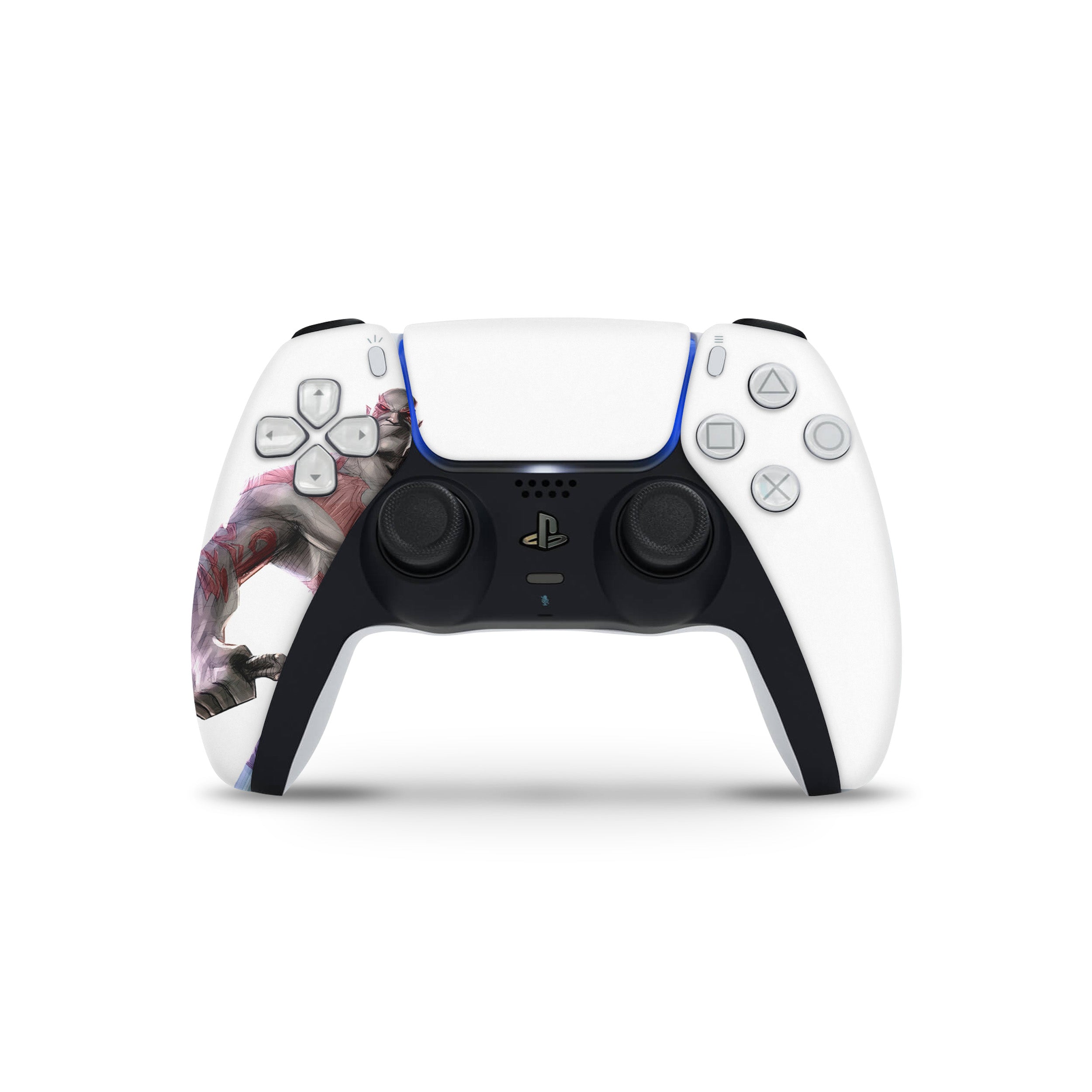 A video game skin featuring a Marvel Guardians of the Galaxy Drax design for the PS5 DualSense Controller.