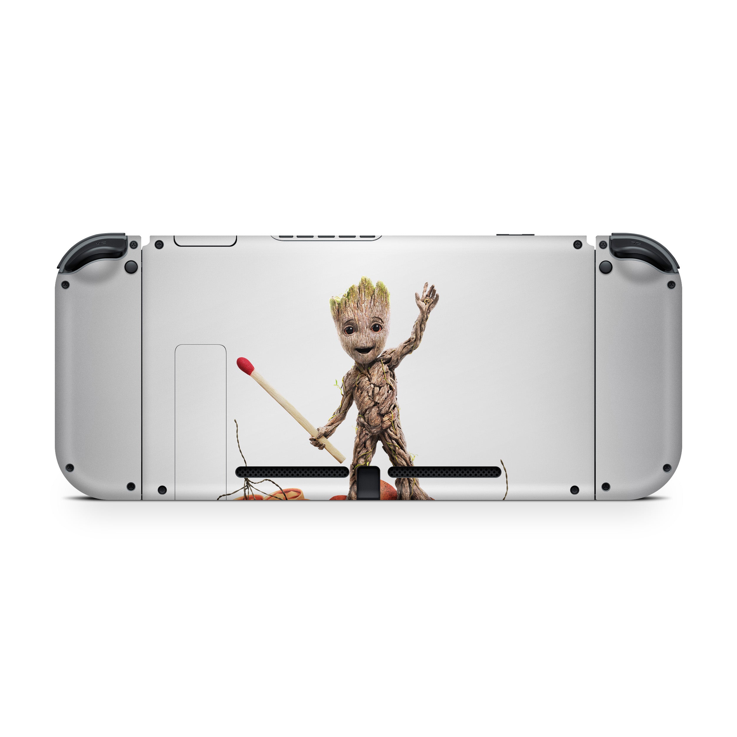 A video game skin featuring a Marvel Guardians of the Galaxy Groot design for the Nintendo Switch.