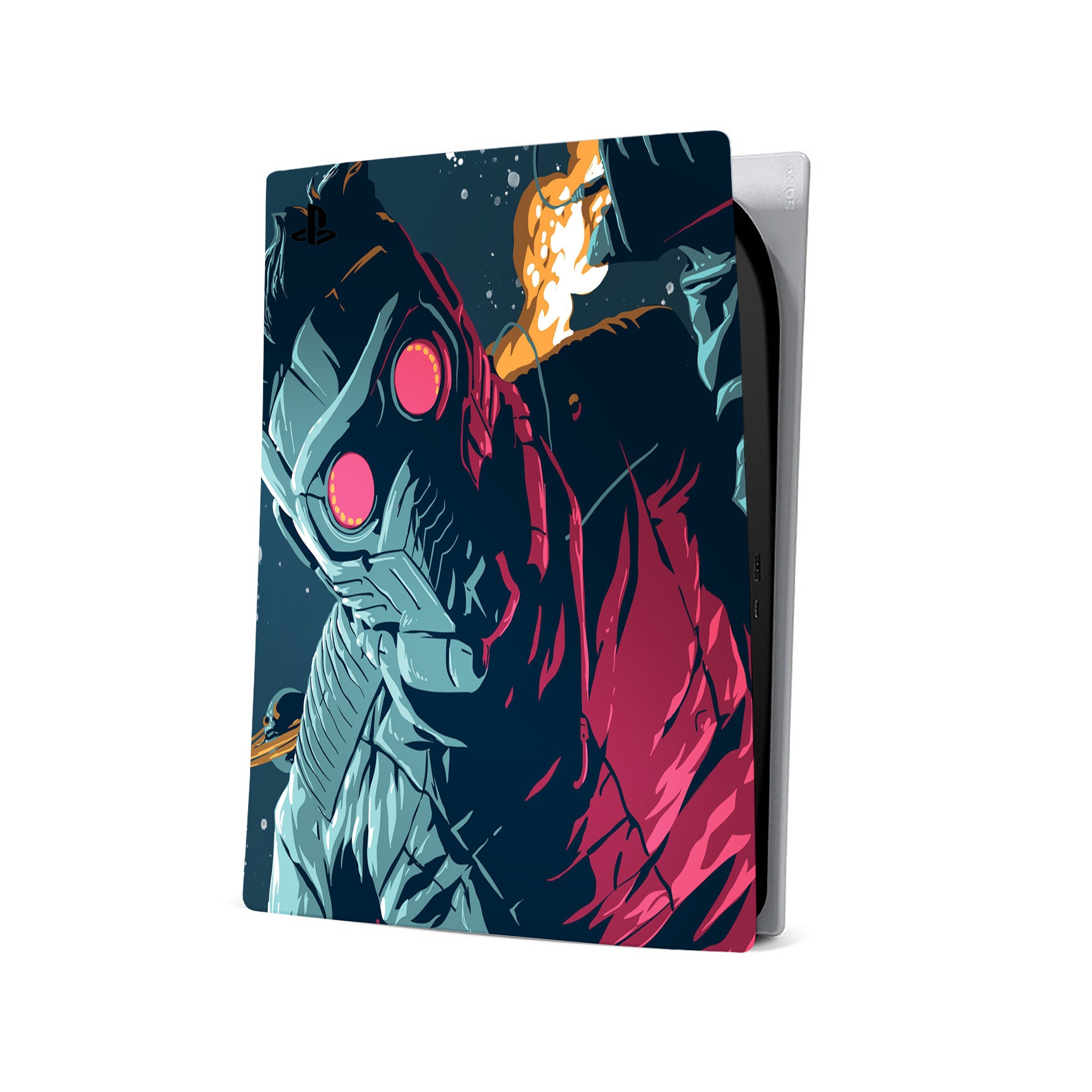 A video game skin featuring a Marvel Guardians of the Galaxy Star Lord design for the PS5.
