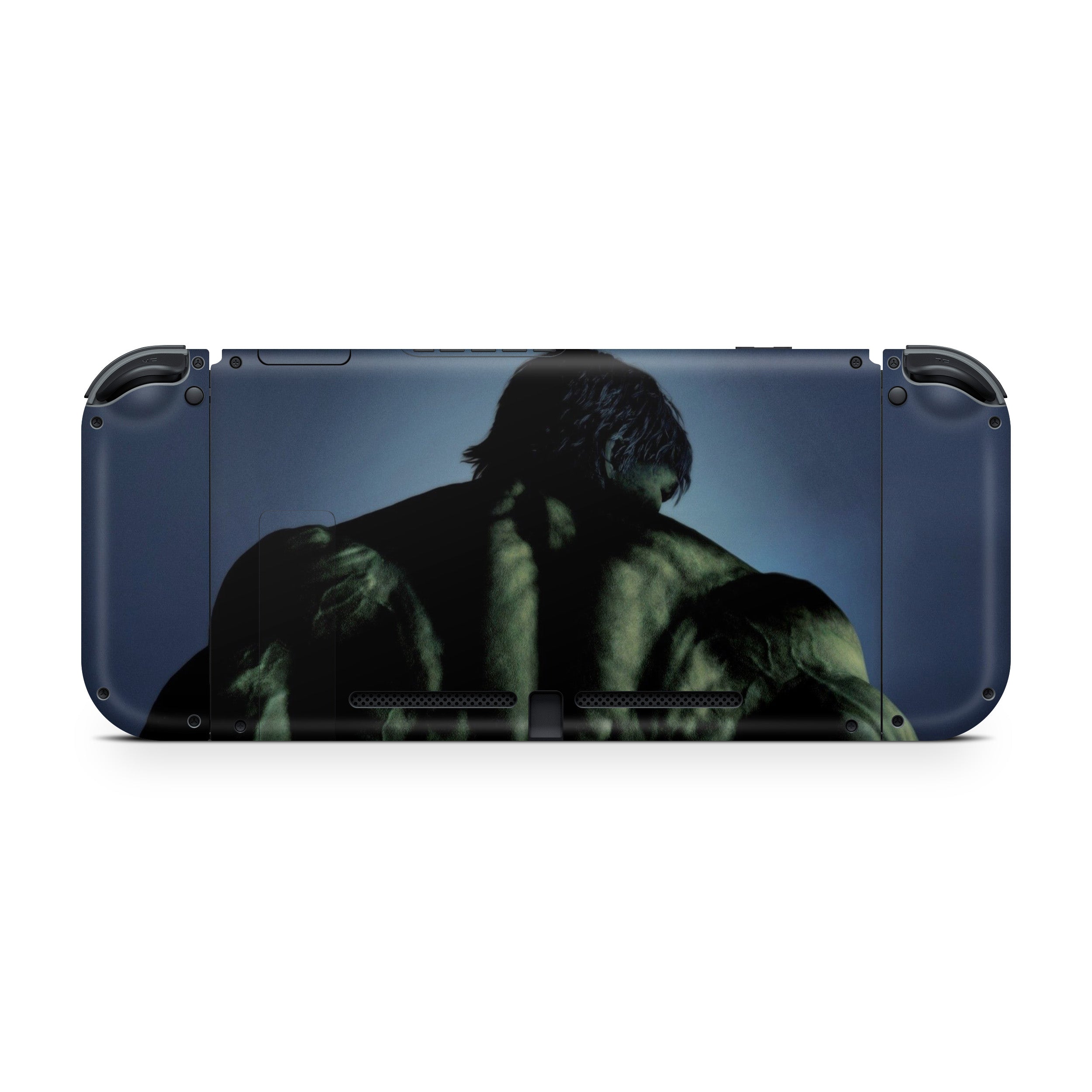 A video game skin featuring a Marvel Hulk design for the Nintendo Switch.