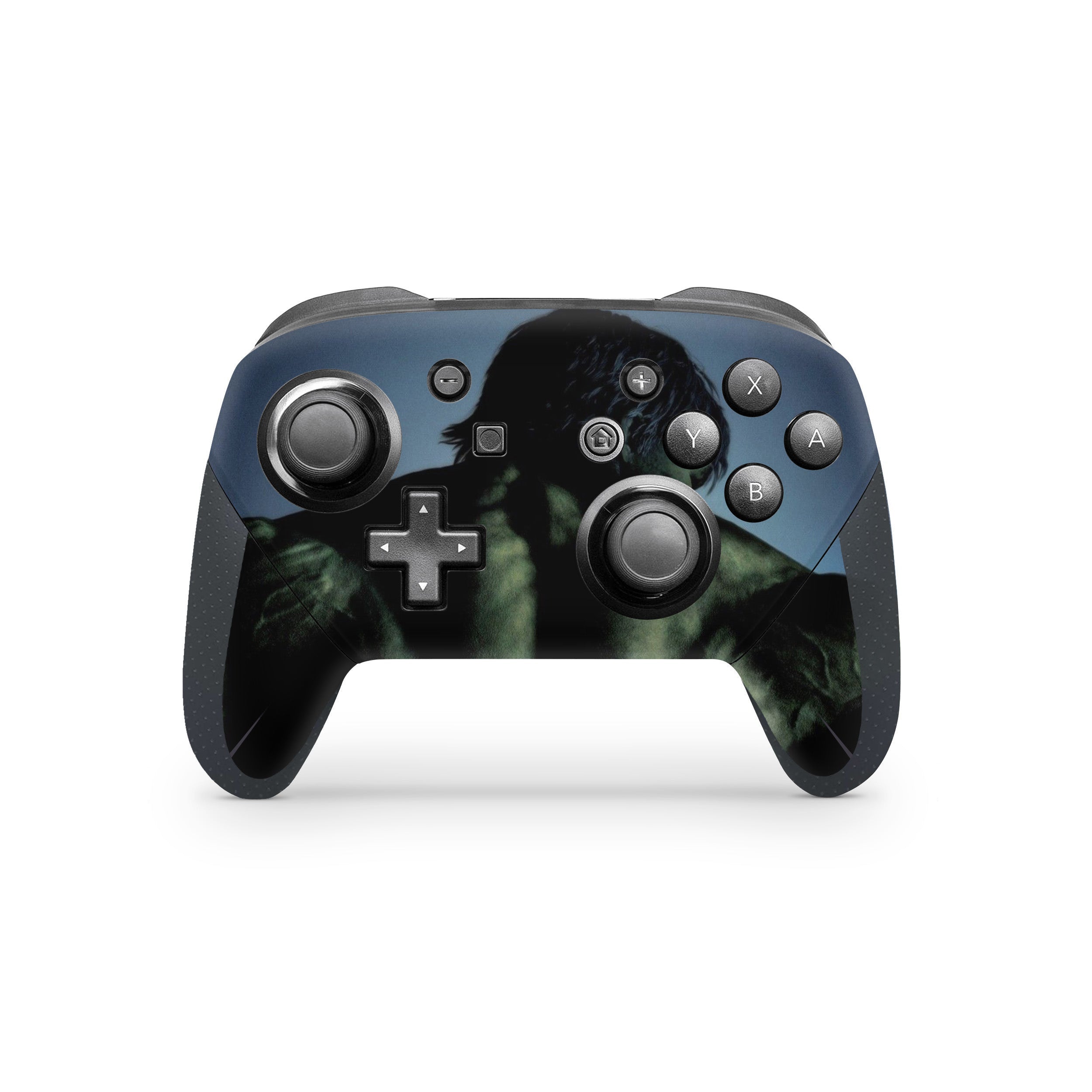 A video game skin featuring a Marvel Hulk design for the Switch Pro Controller.