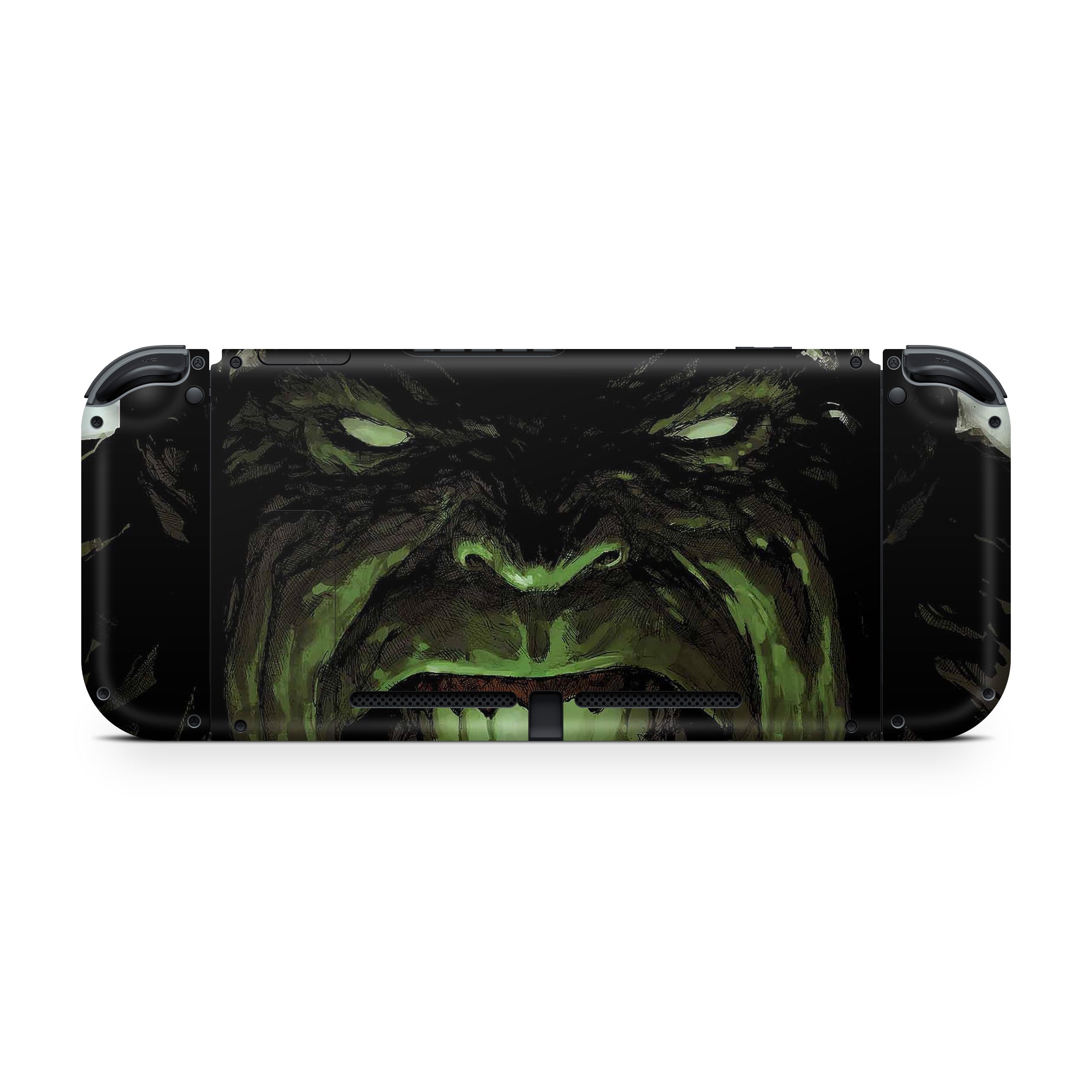 A video game skin featuring a Marvel Hulk design for the Nintendo Switch.