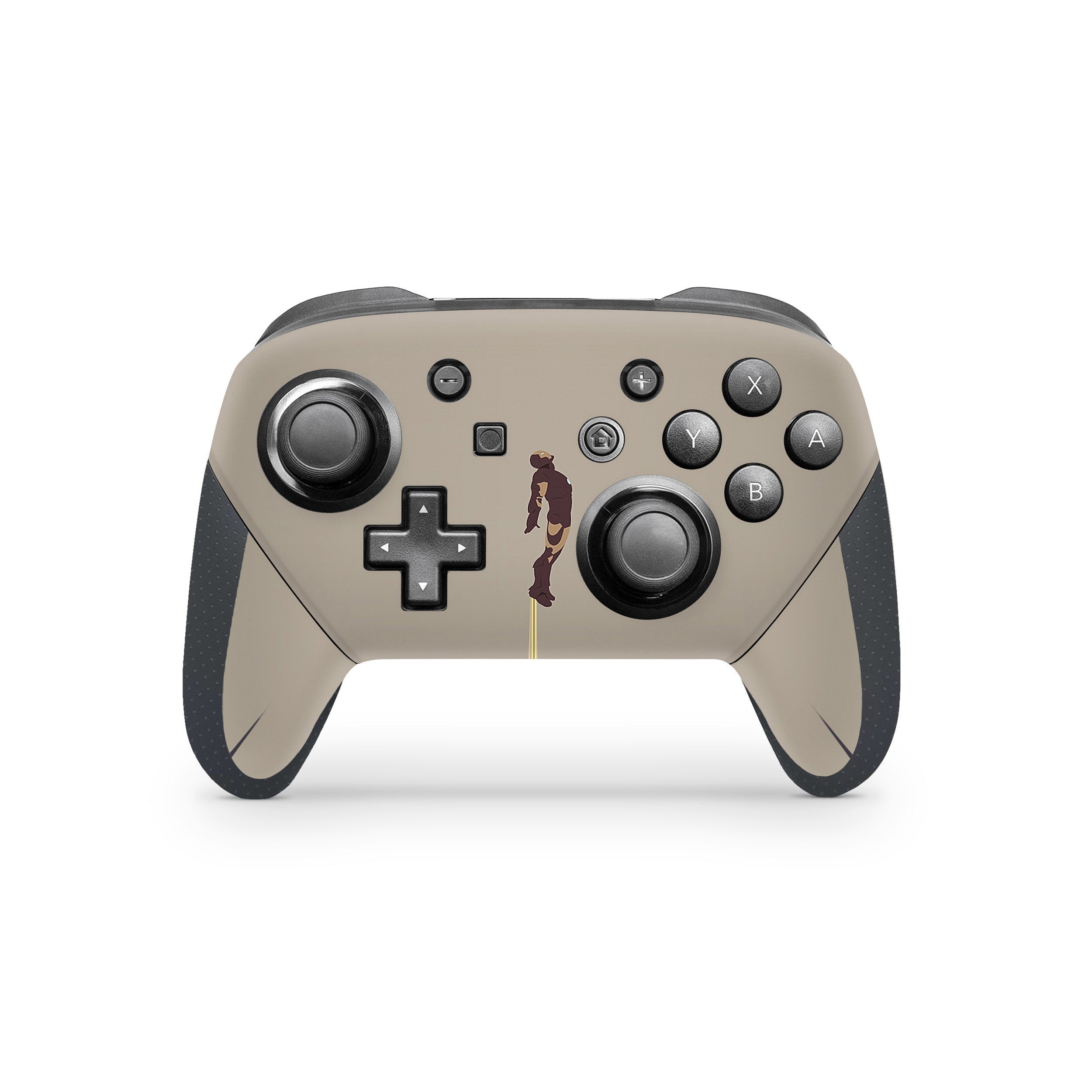 A video game skin featuring a Marvel Iron Man design for the Switch Pro Controller.