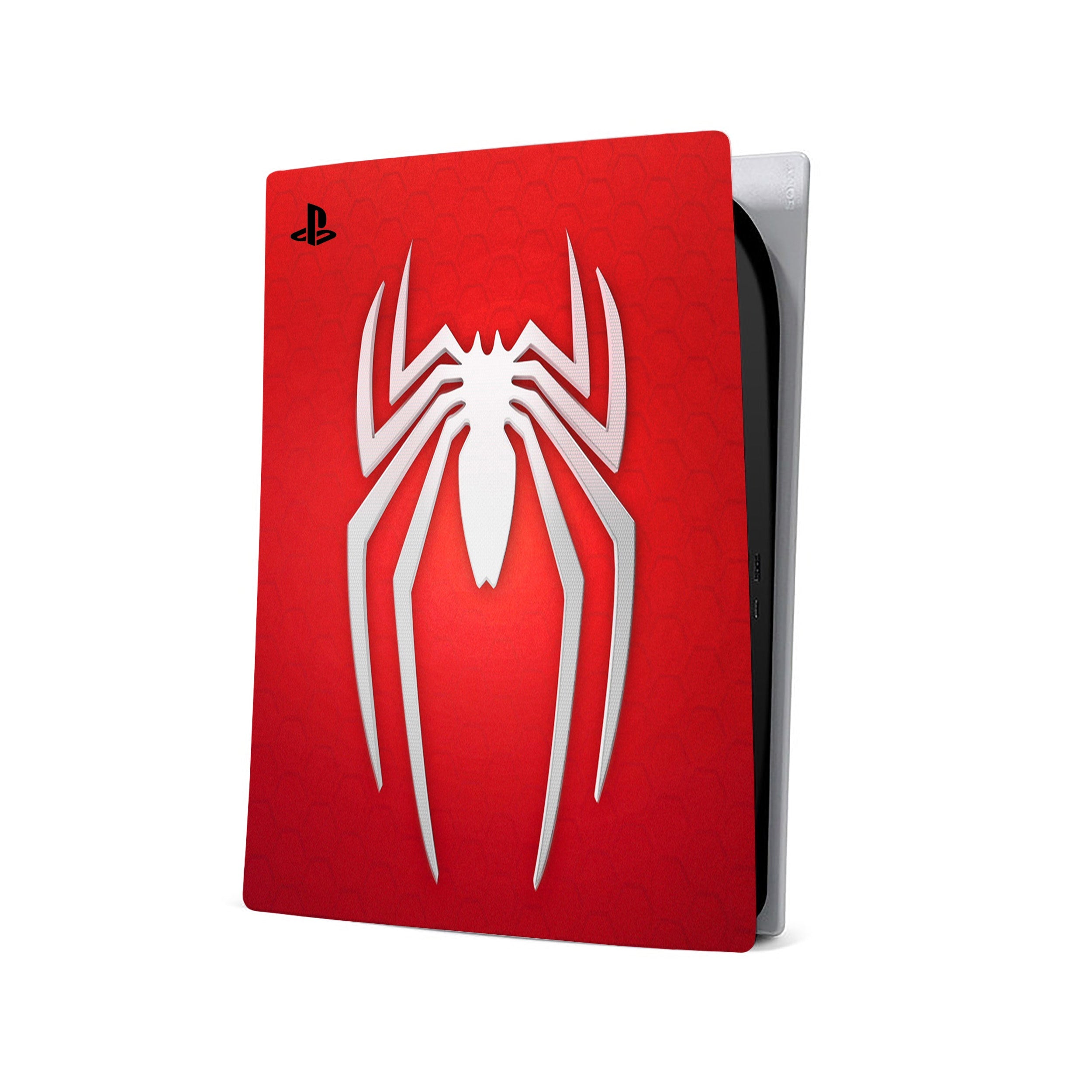 A video game skin featuring a Marvel Spiderman design for the PS5.