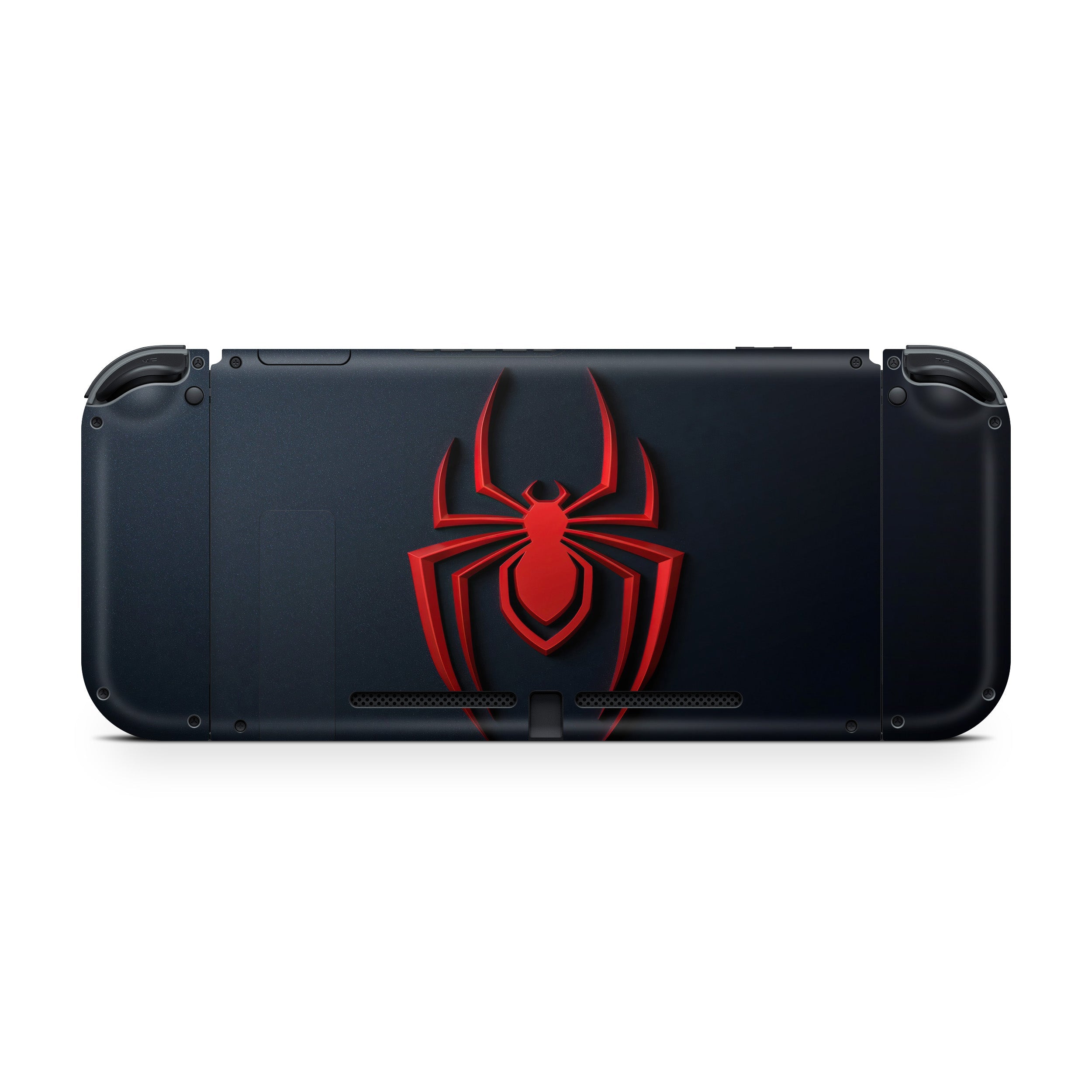 A video game skin featuring a Marvel Spiderman Miles Morales design for the Nintendo Switch.