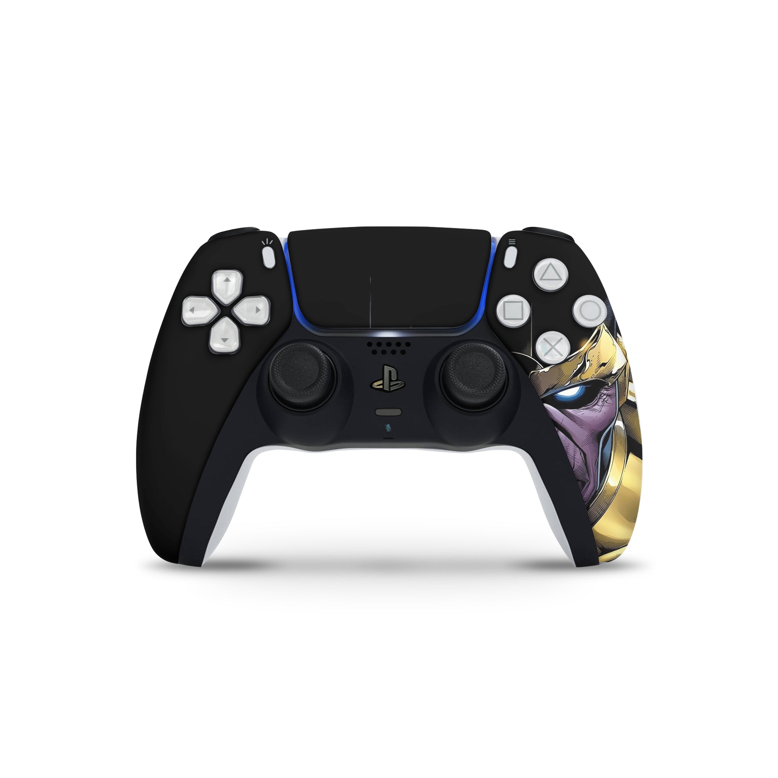 A video game skin featuring a Marvel Thanos design for the PS5 DualSense Controller.