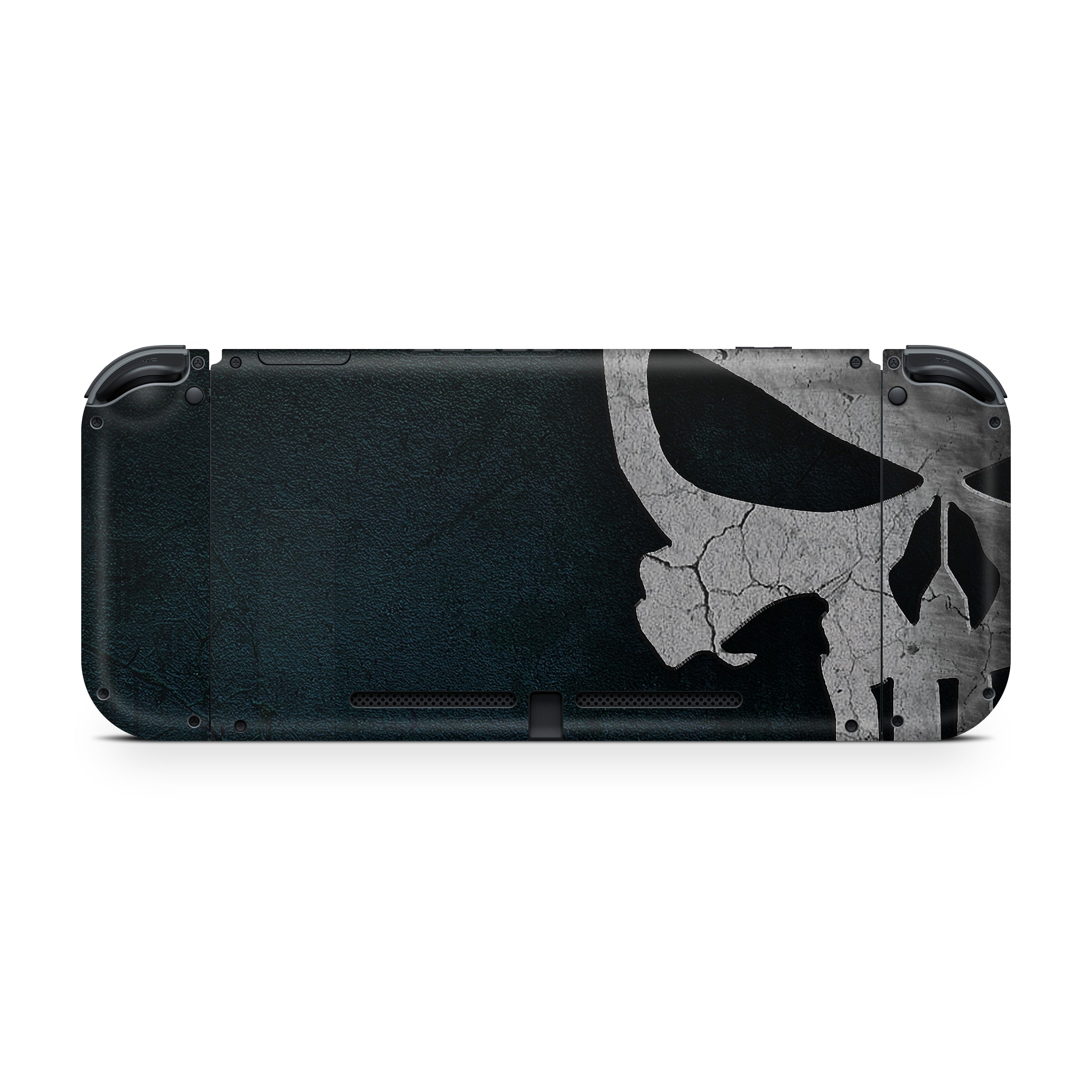 A video game skin featuring a Marvel The Punisher design for the Nintendo Switch.