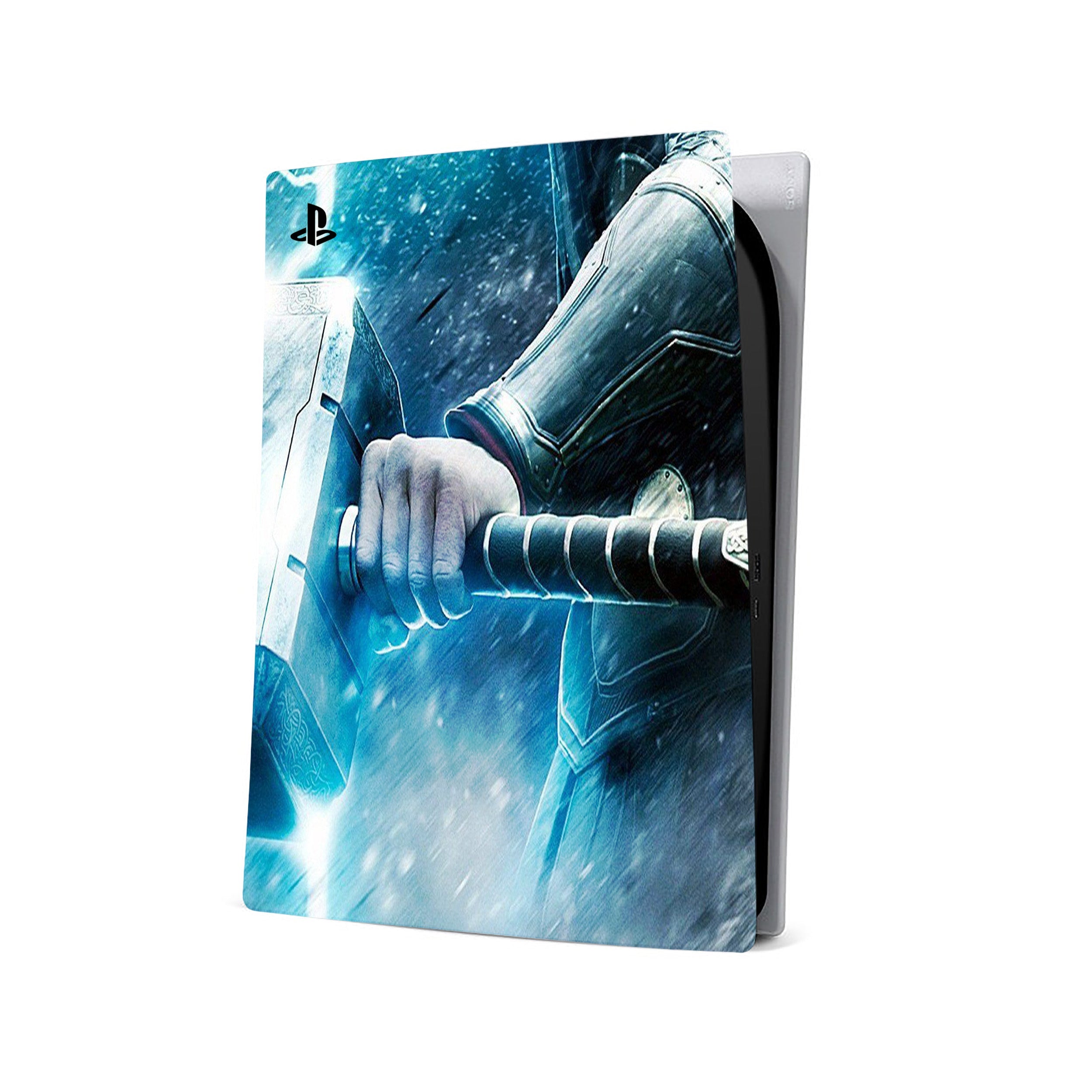 A video game skin featuring a Marvel Thor design for the PS5.