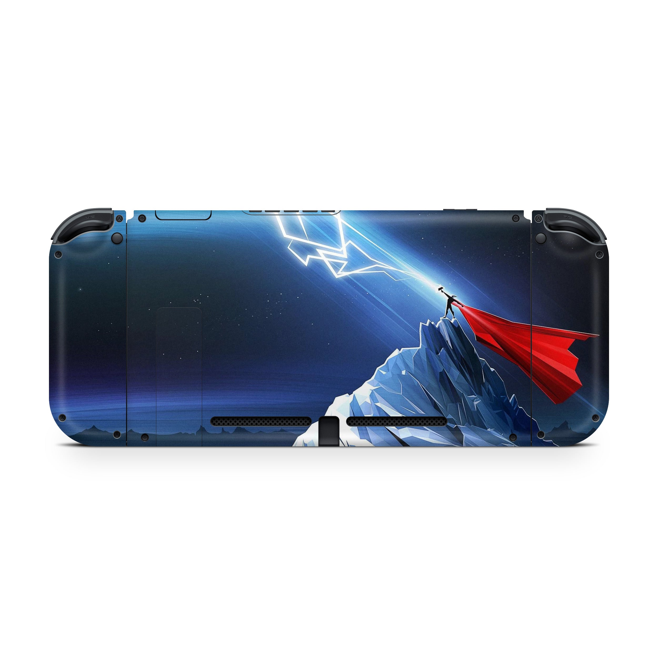 A video game skin featuring a Marvel Thor design for the Nintendo Switch.