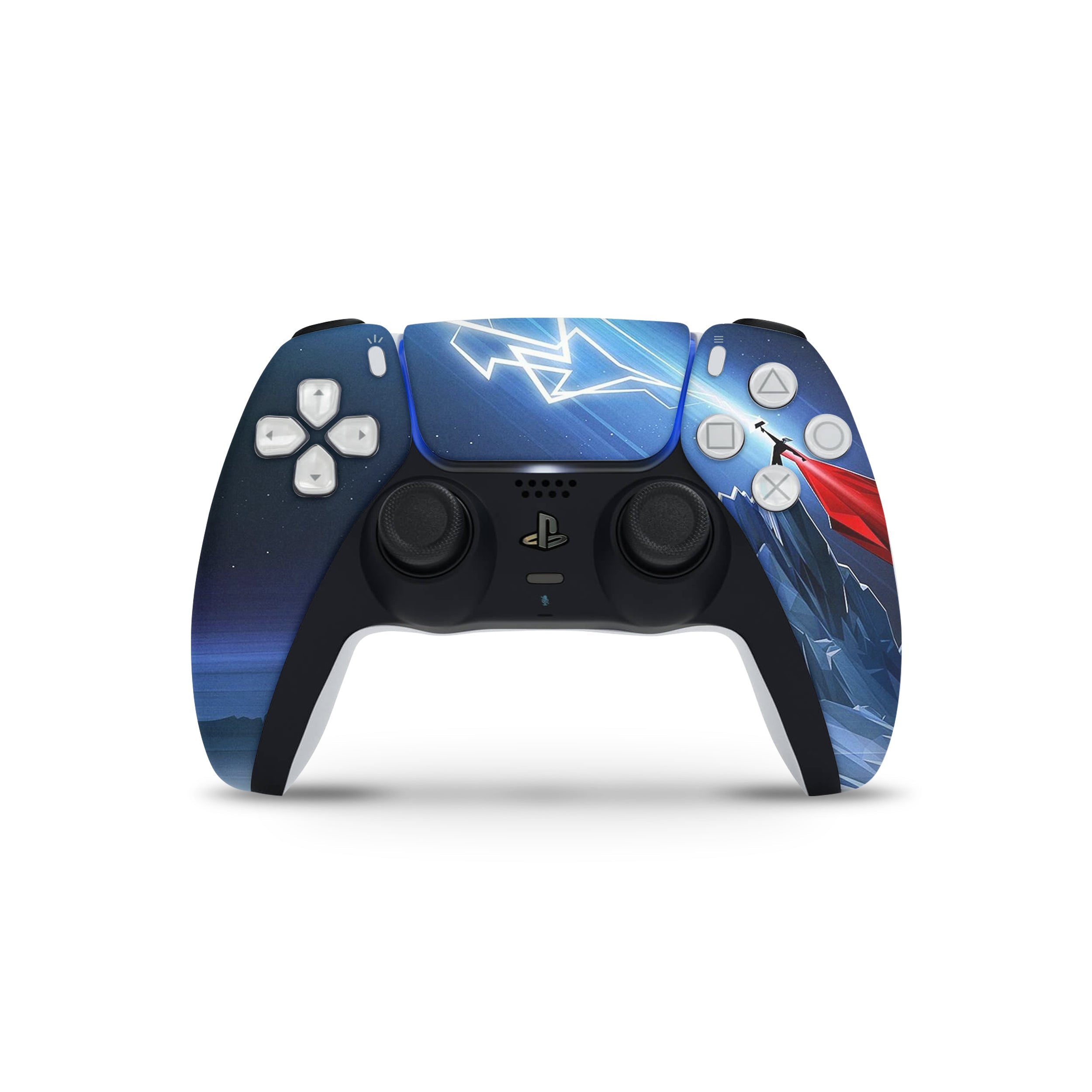 A video game skin featuring a Marvel Thor design for the PS5 DualSense Controller.