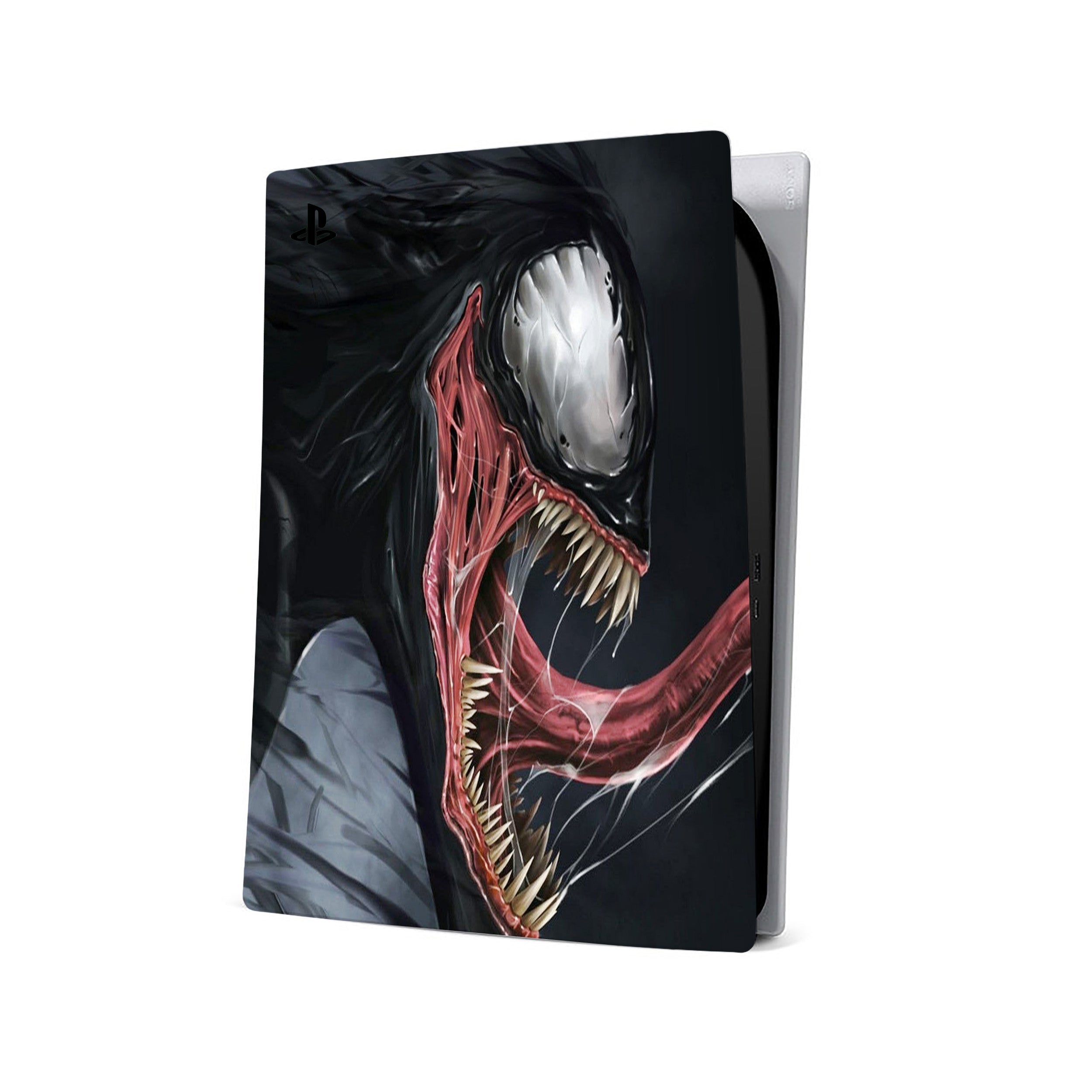 A video game skin featuring a Marvel Venom design for the PS5.