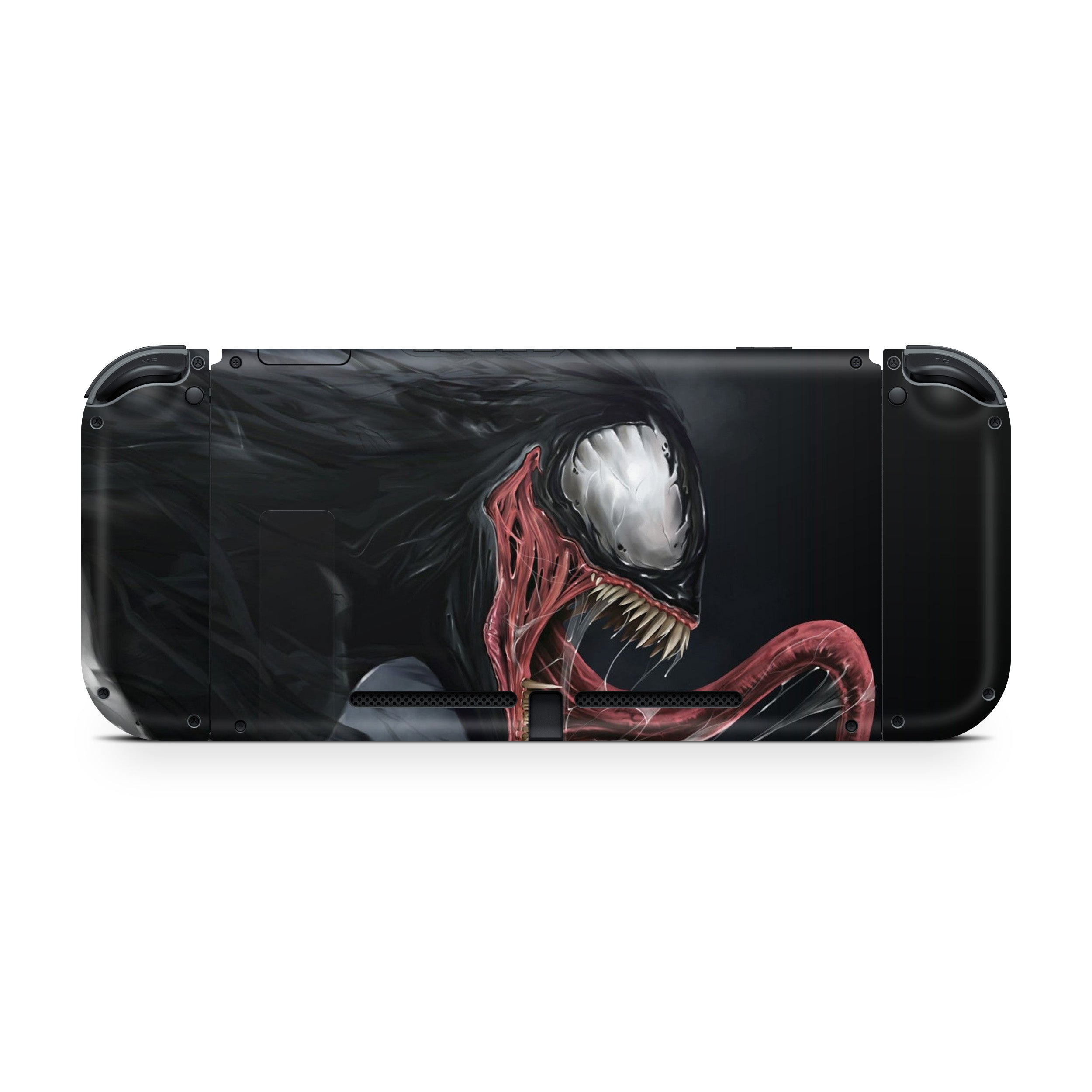 A video game skin featuring a Marvel Venom design for the Nintendo Switch.